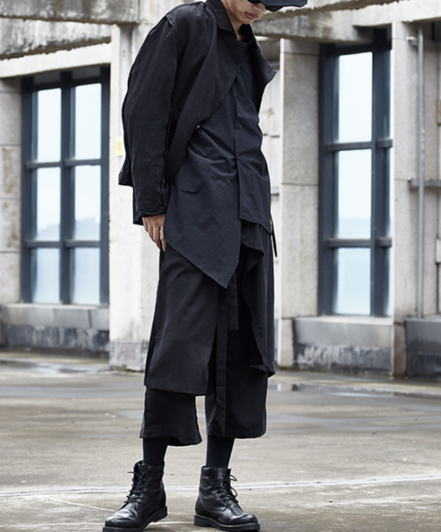 dark layered cropped wide pants EN537