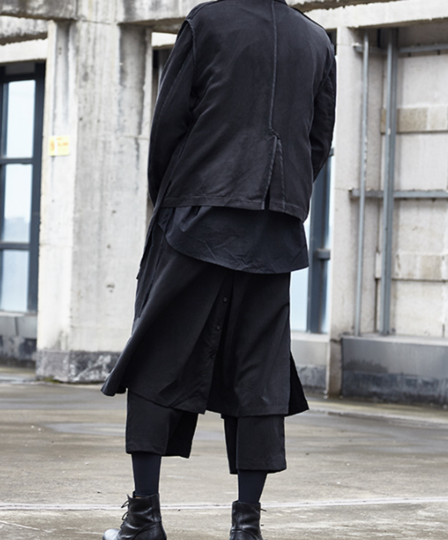 dark layered cropped wide pants EN537