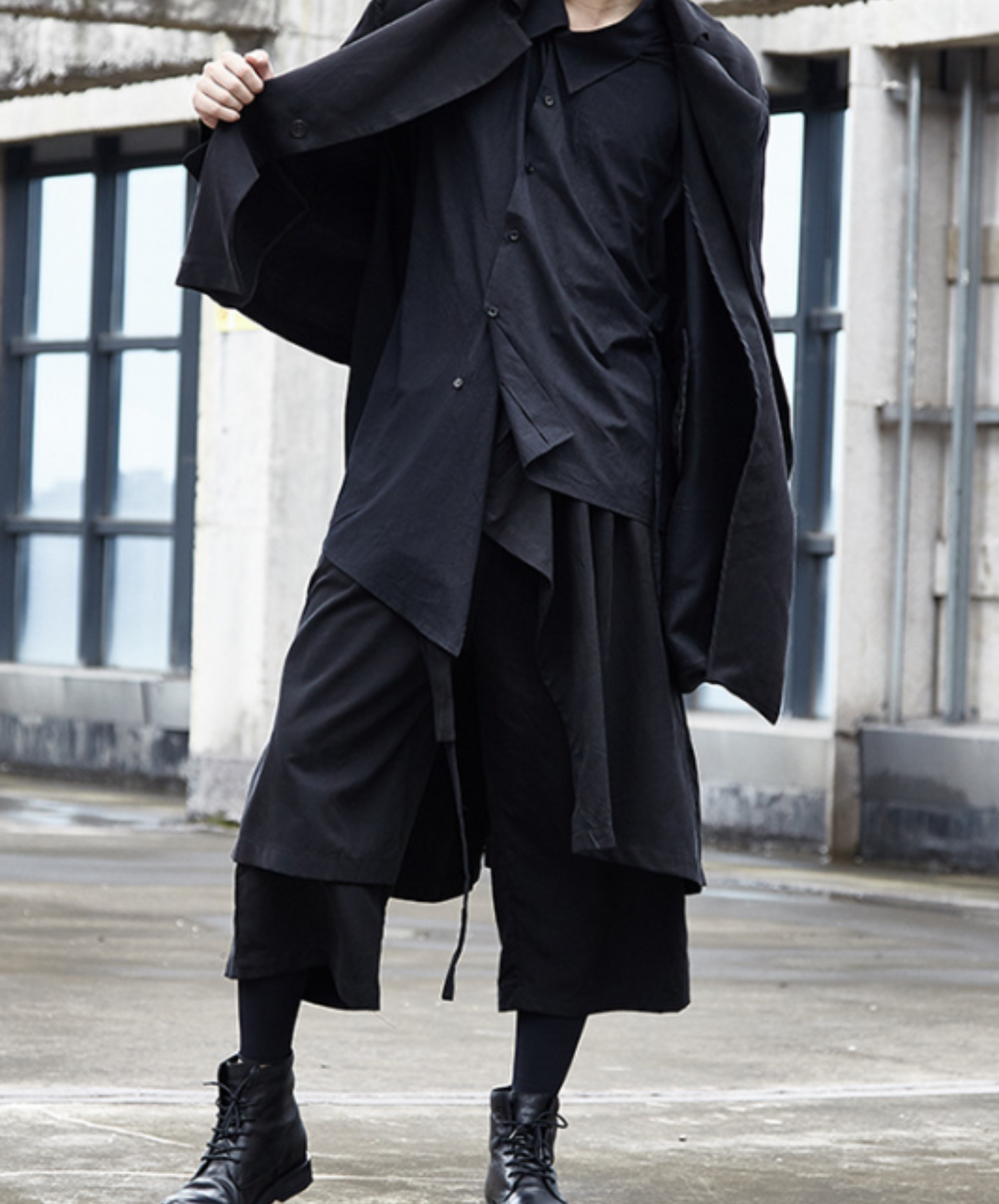 dark layered cropped wide pants EN537