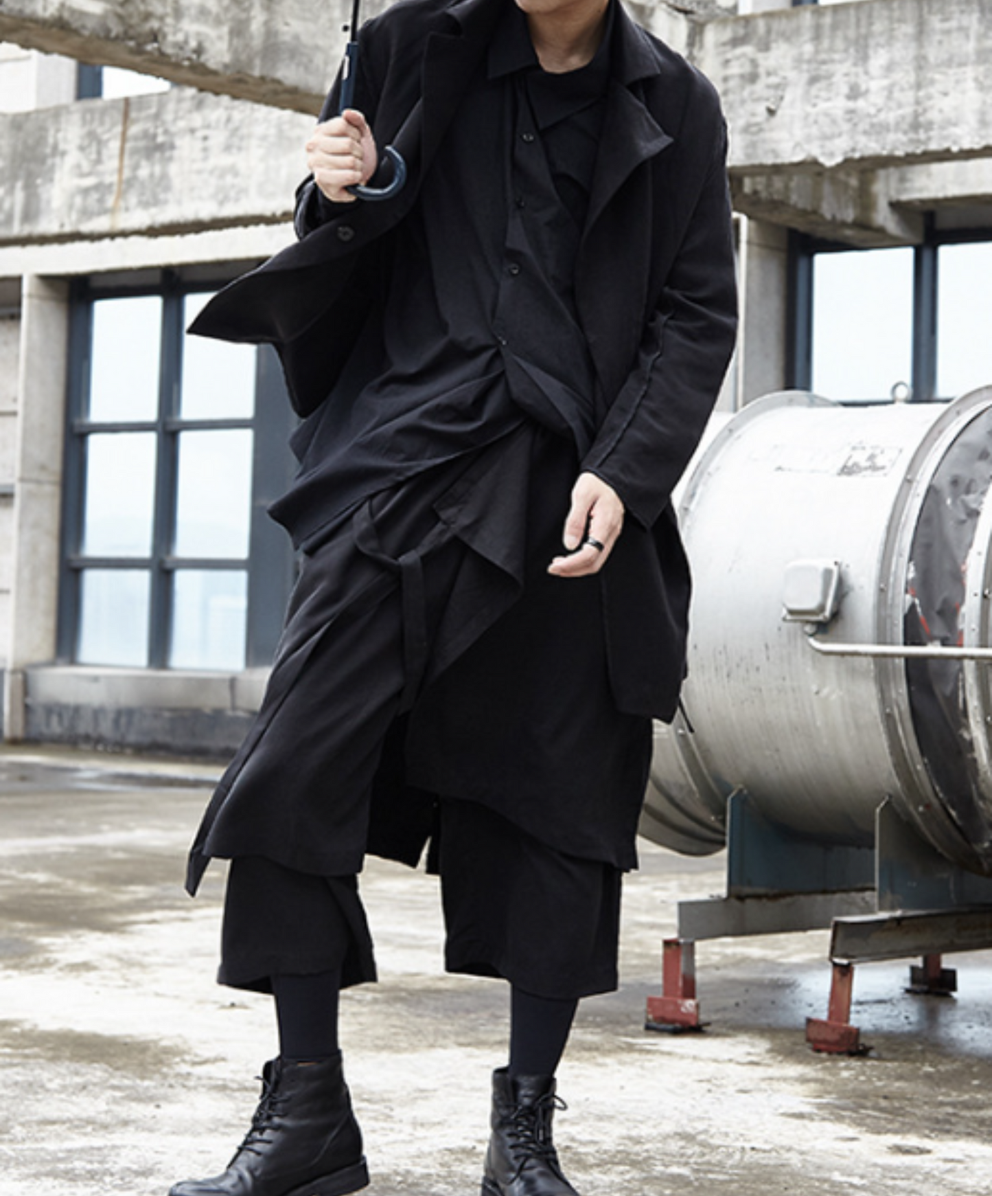 dark layered cropped wide pants EN537