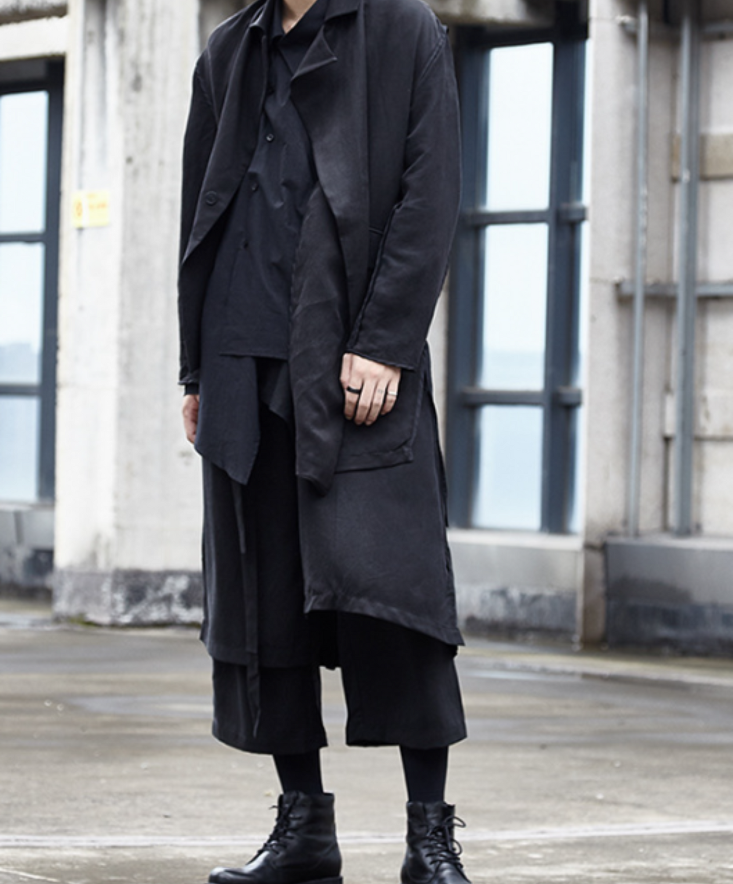 dark layered cropped wide pants EN537