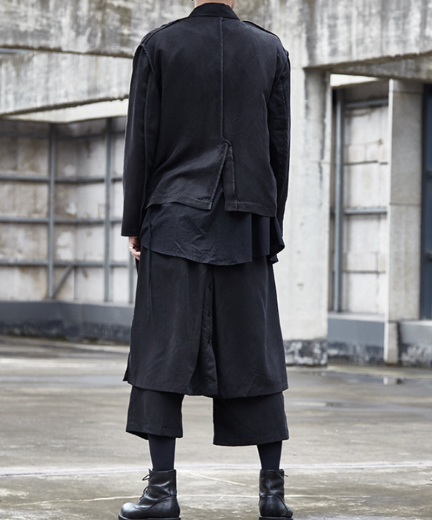 dark layered cropped wide pants EN537