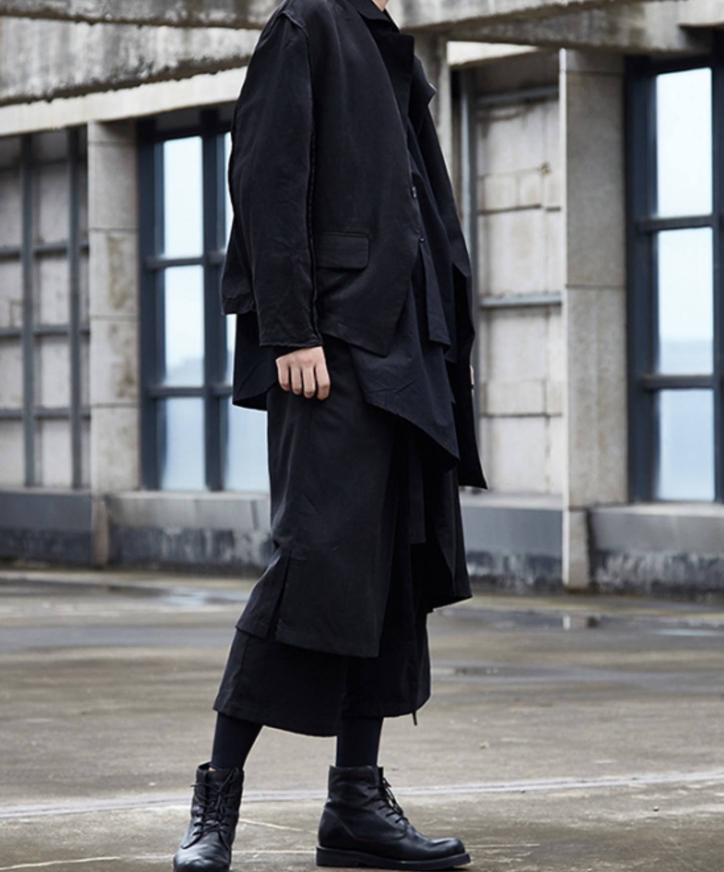 dark layered cropped wide pants EN537