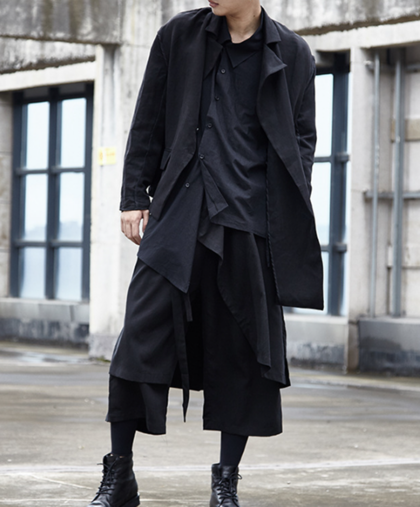 dark layered cropped wide pants EN537