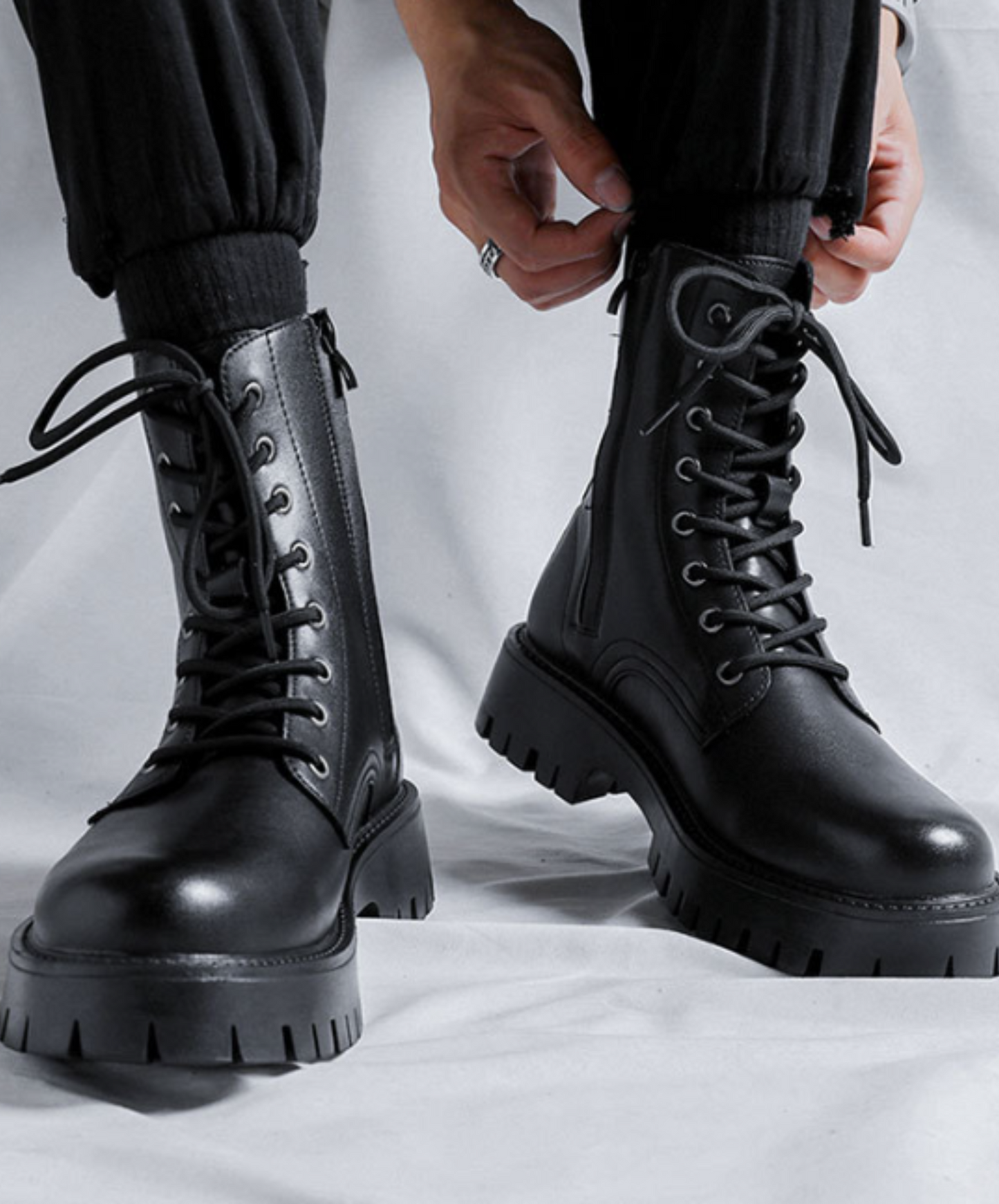 round toe side zip boots EN648