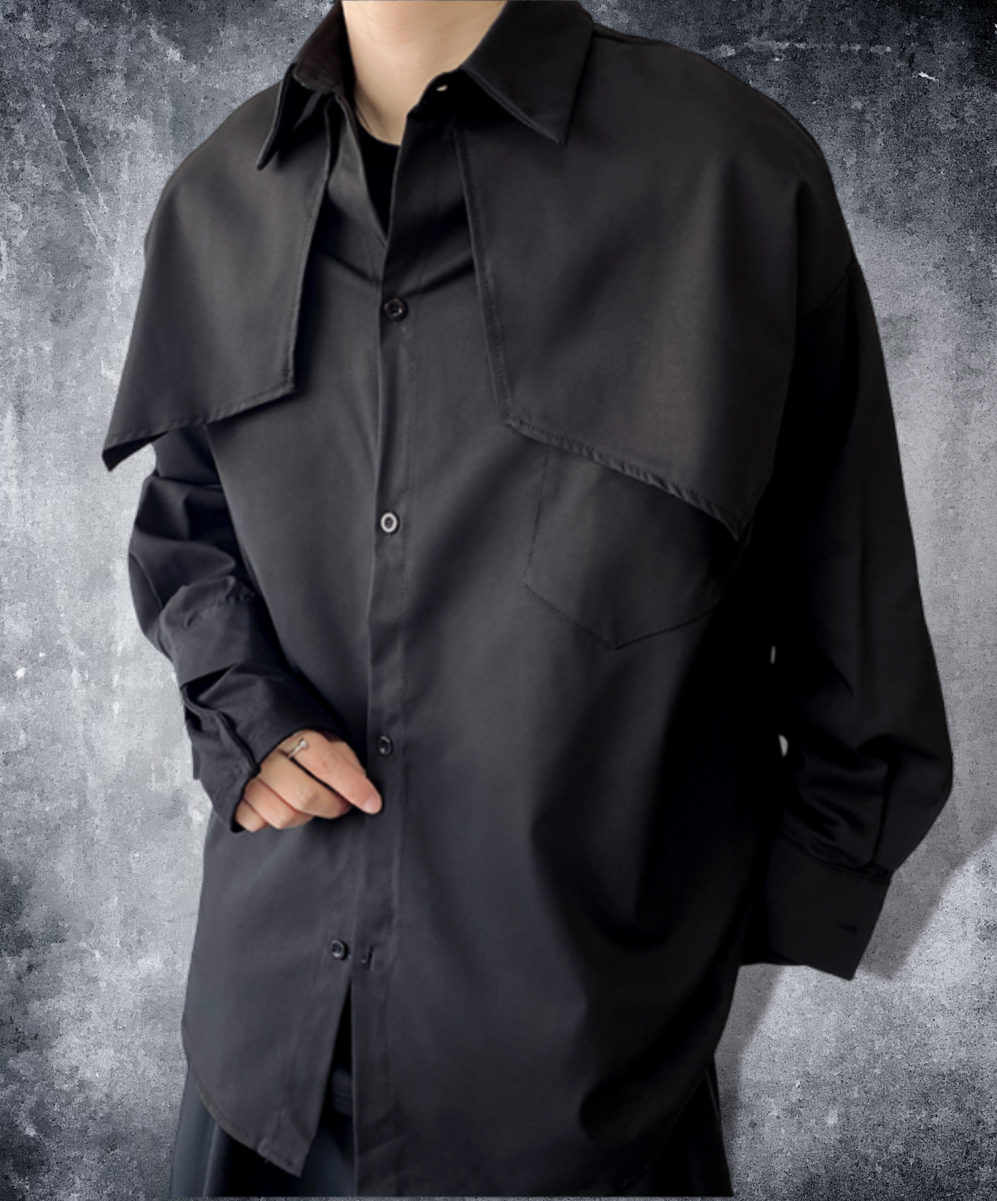 dark layered loose shirt EN766