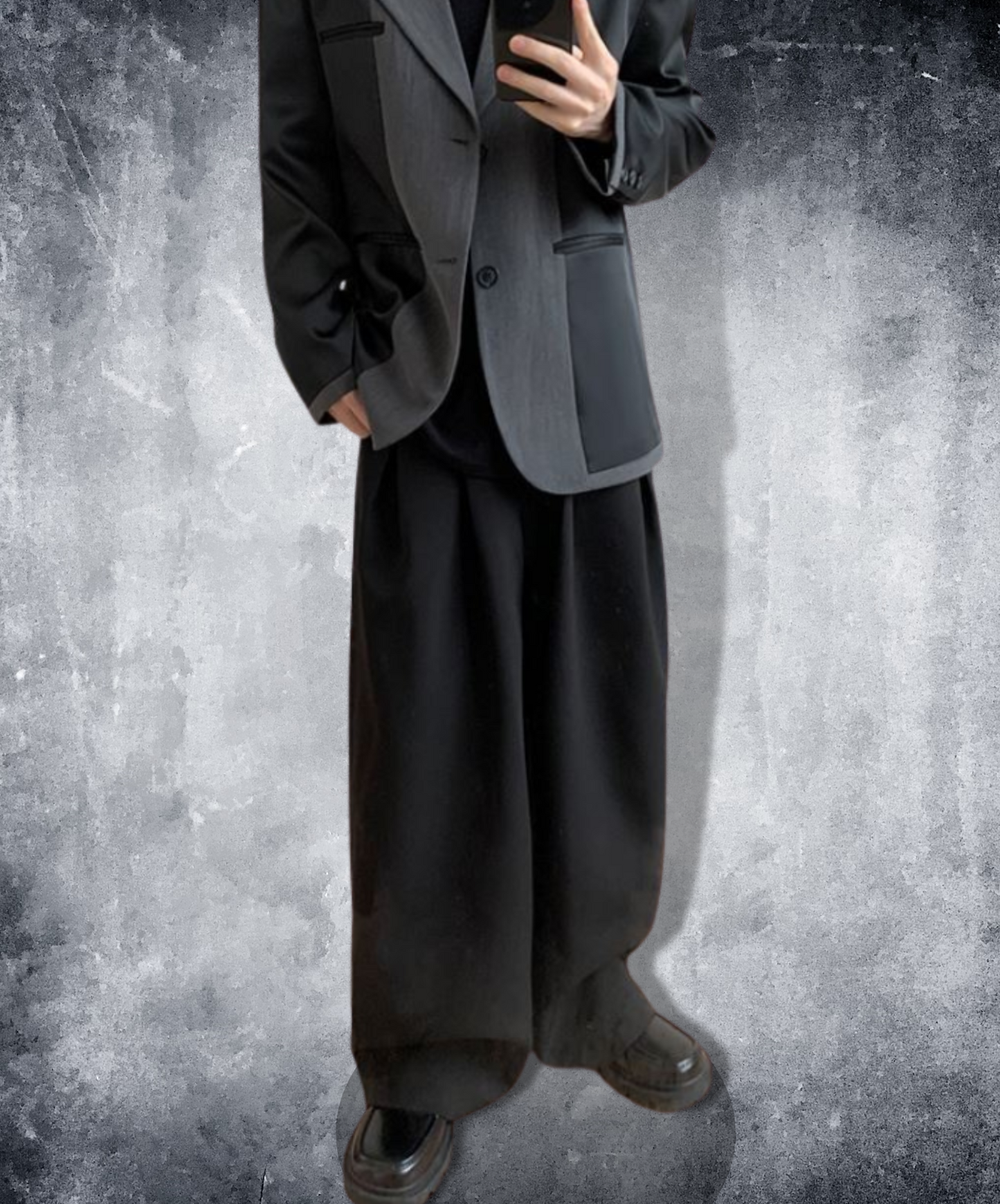 dark loose wide mop pants EN804