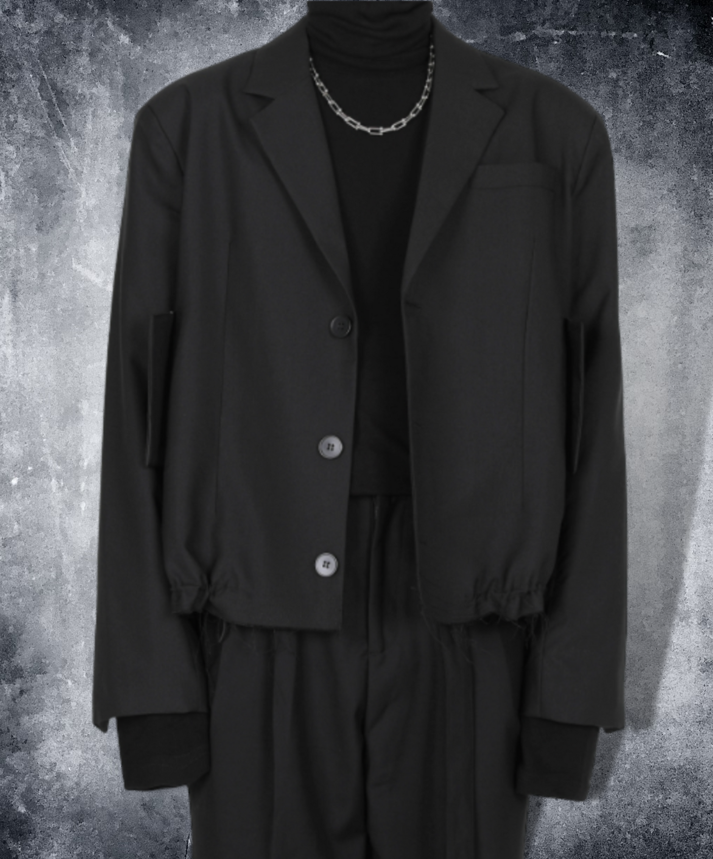 dark rough hem short jacket EN728