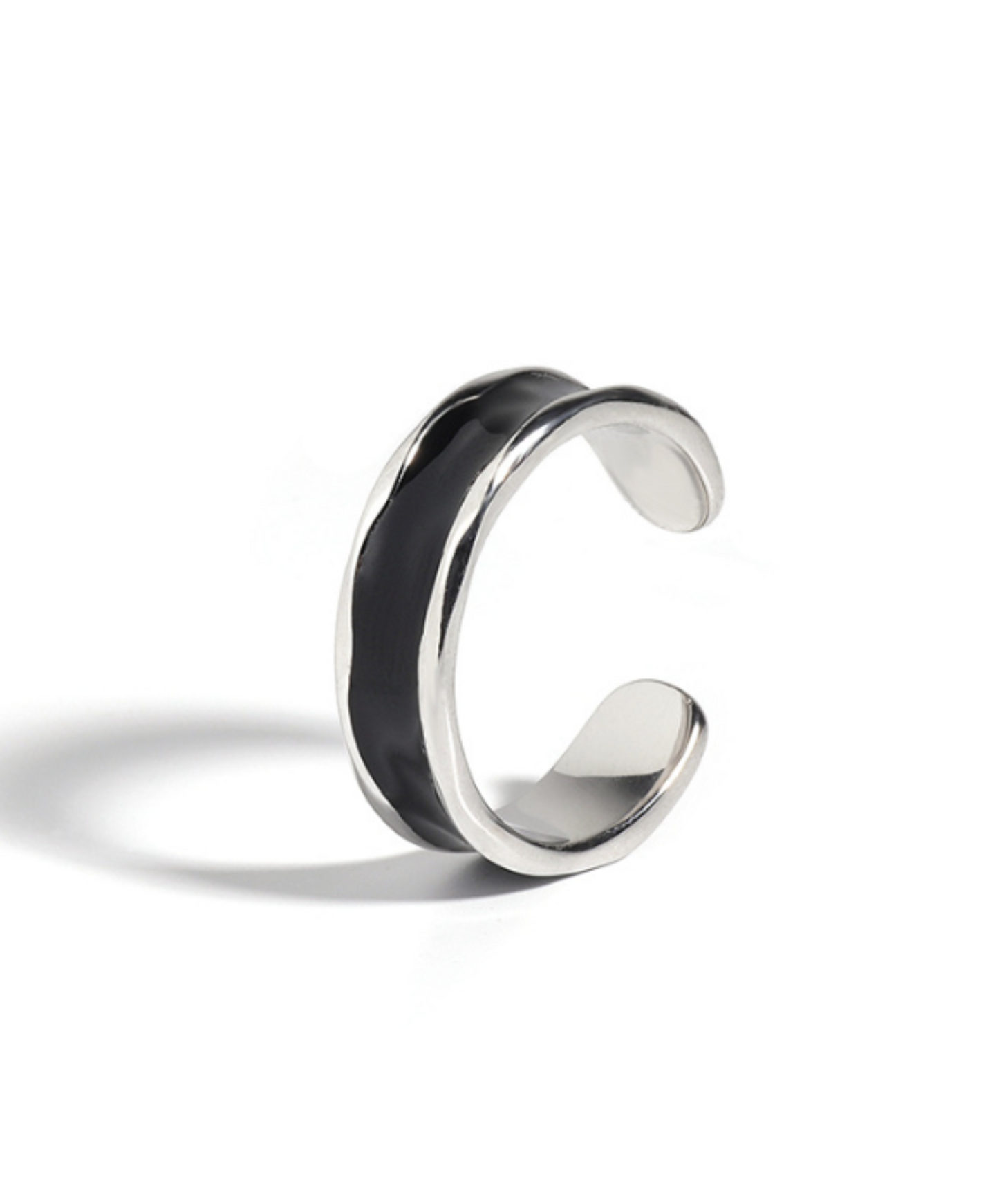 black and silver ring EN546
