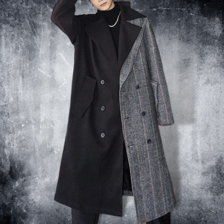 two-tone wool coat EN129