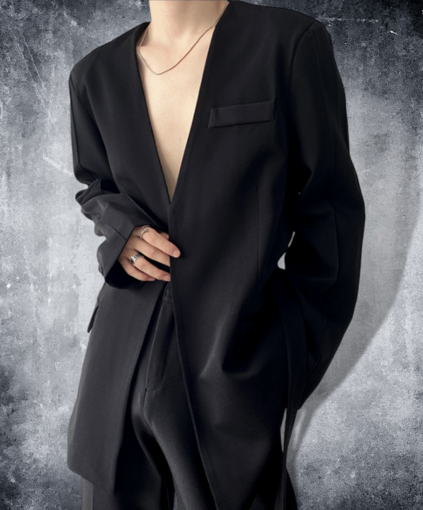 collarless belt jacket EN590