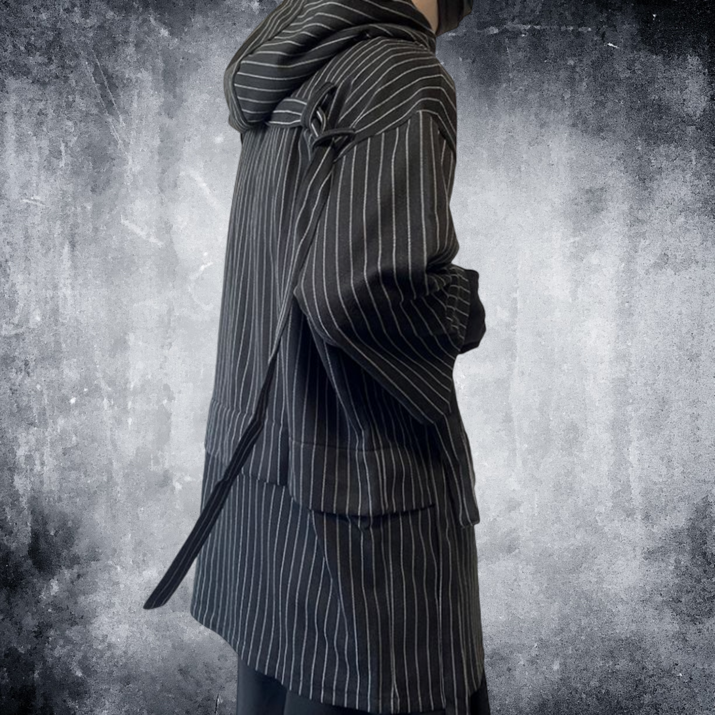 striped three quarter sleeve hoodie EN432