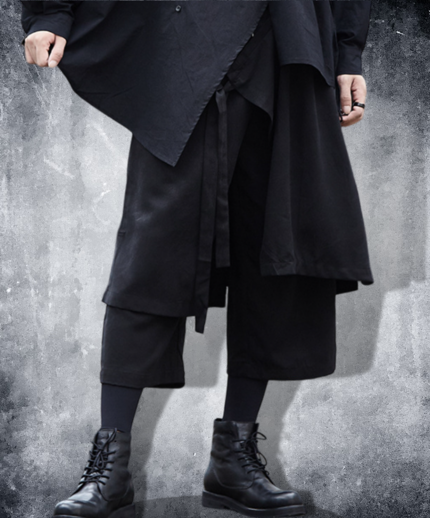 dark layered cropped wide pants EN537