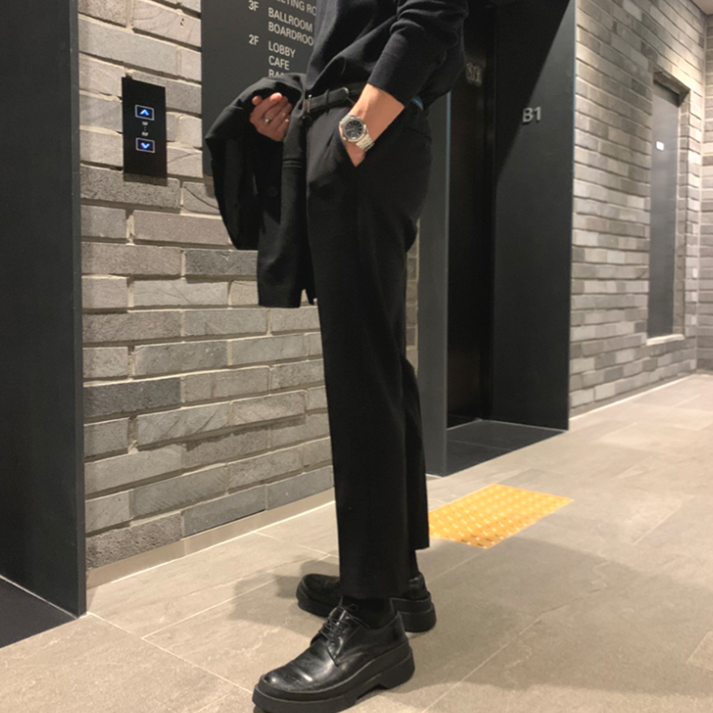 slim black slacks pants EN318