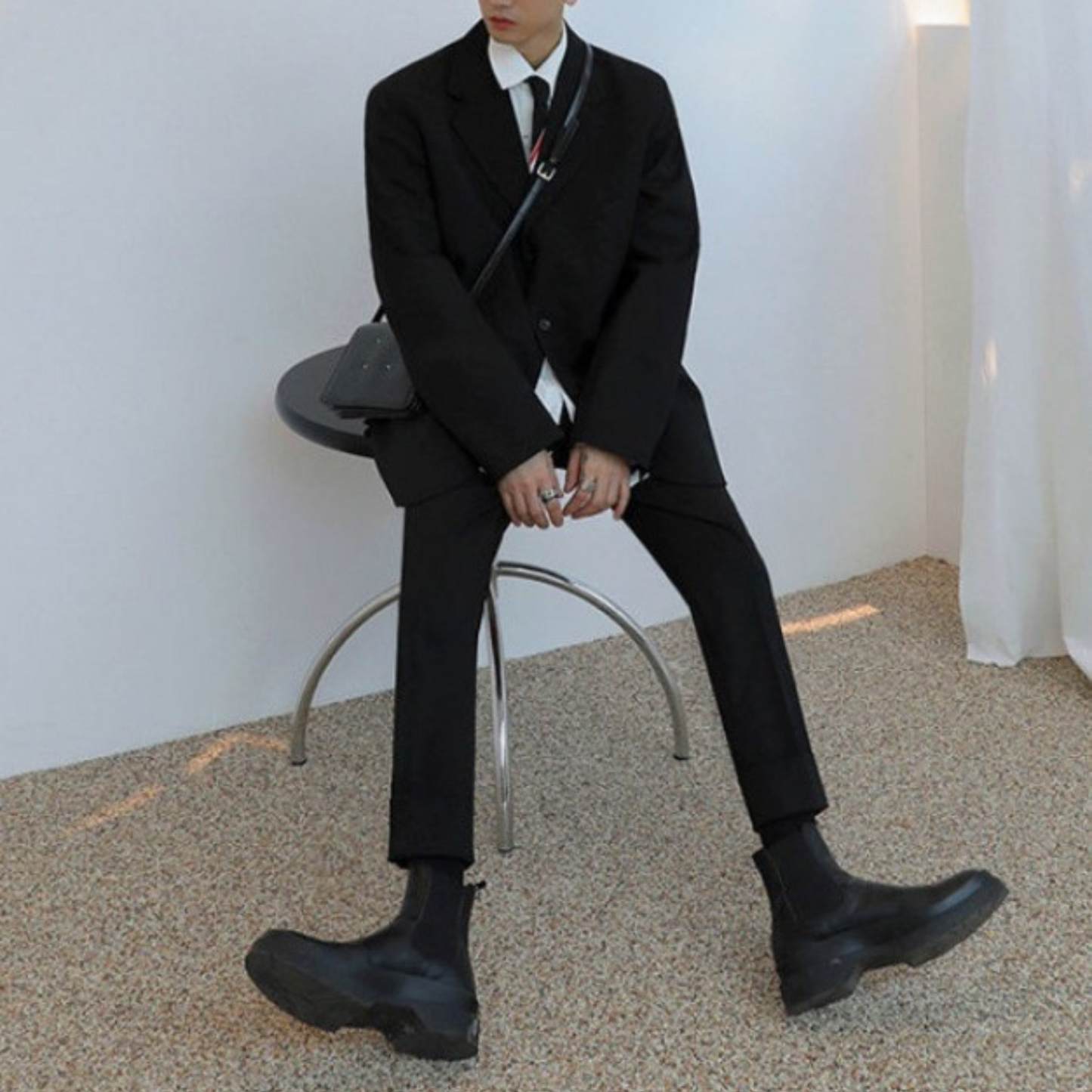 square shoulder leather bag EN199