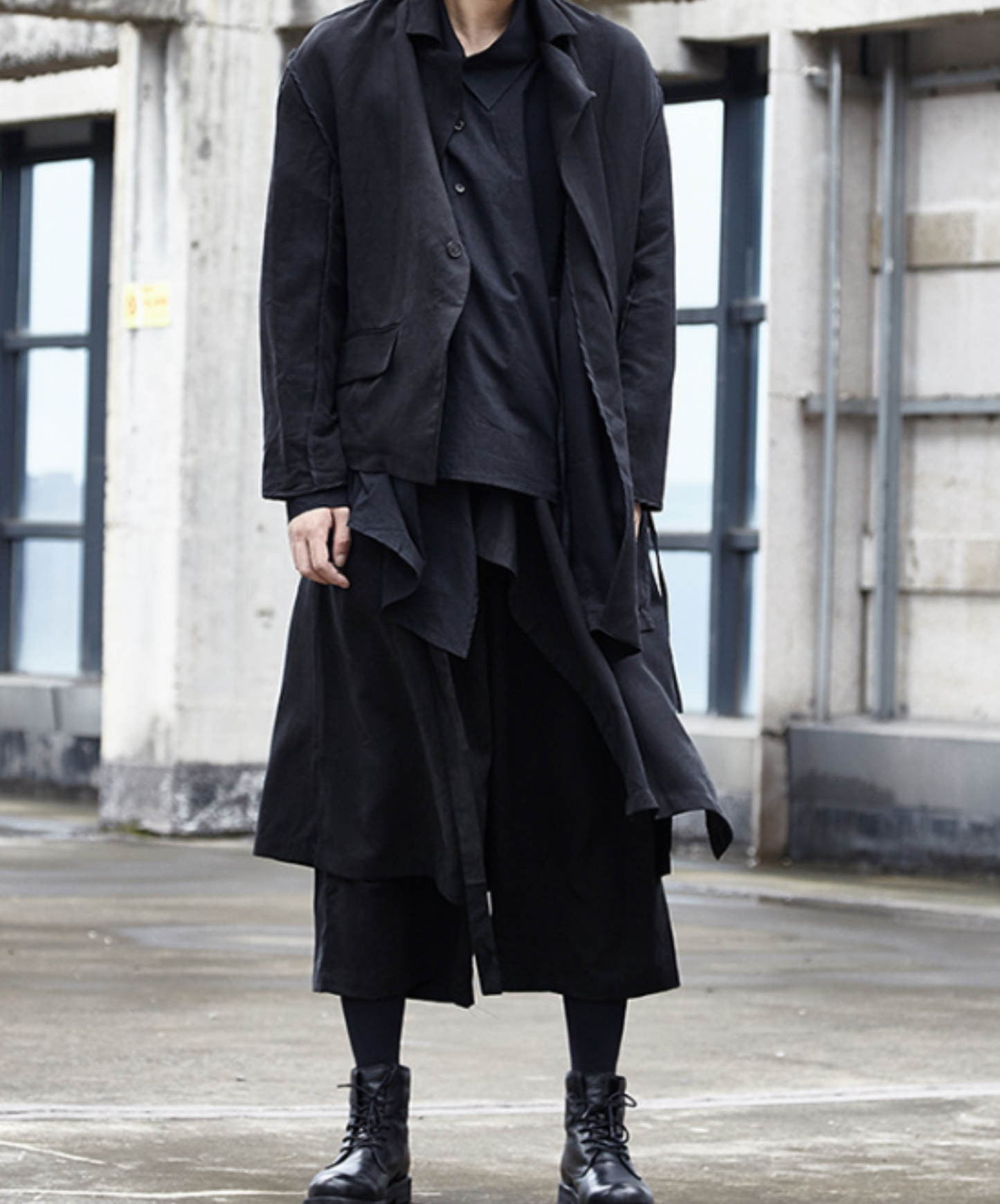 dark layered cropped wide pants EN537