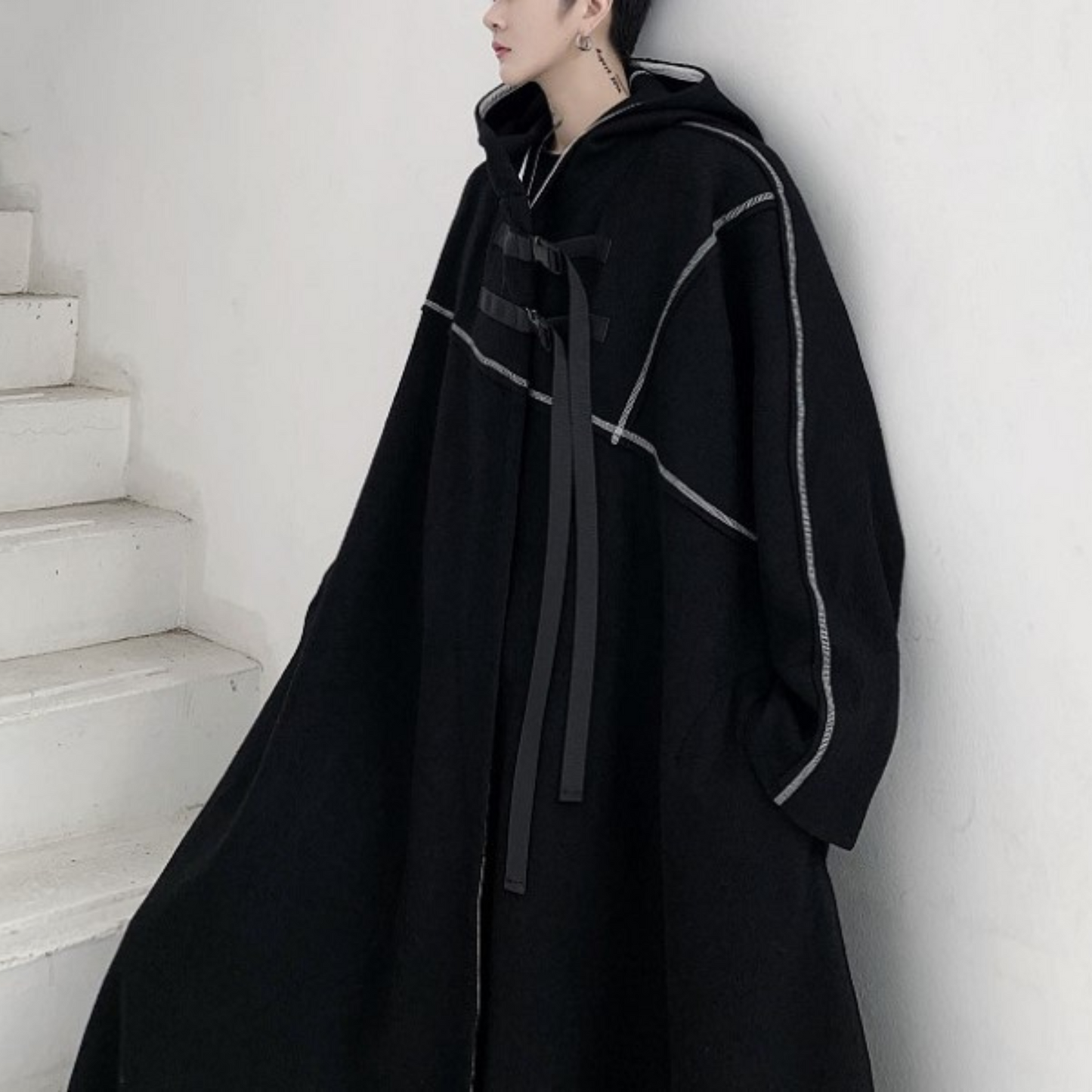 dark hooded coat EN217