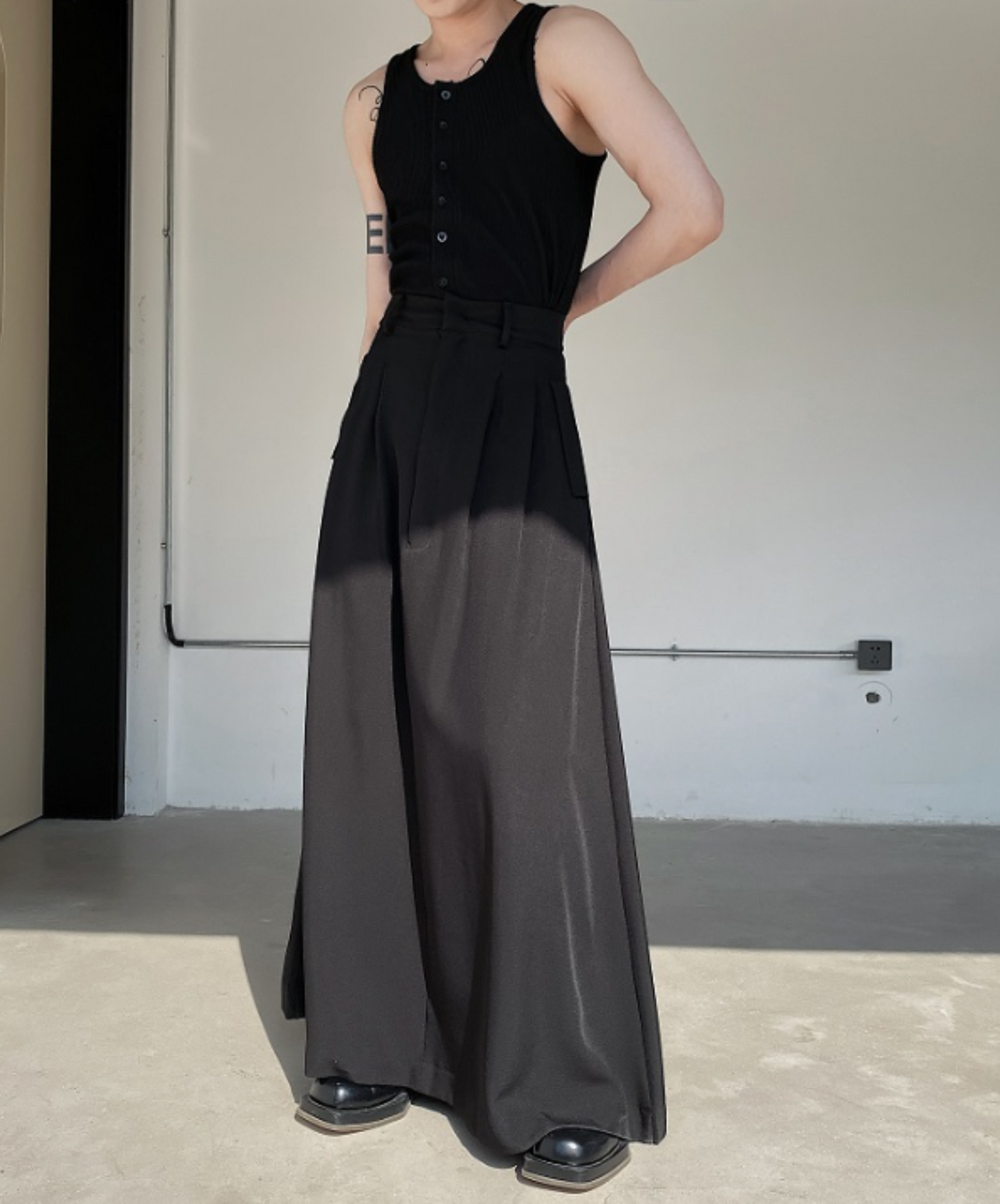 dark high waist long skirt EN779