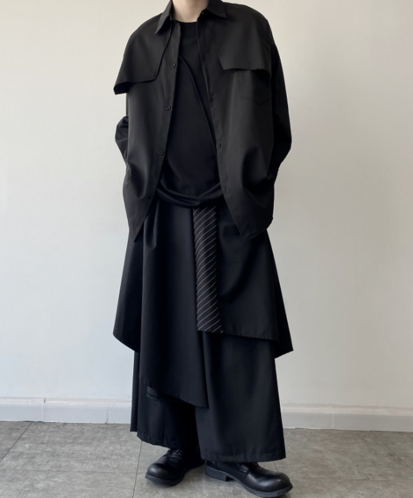 dark layered loose shirt EN766