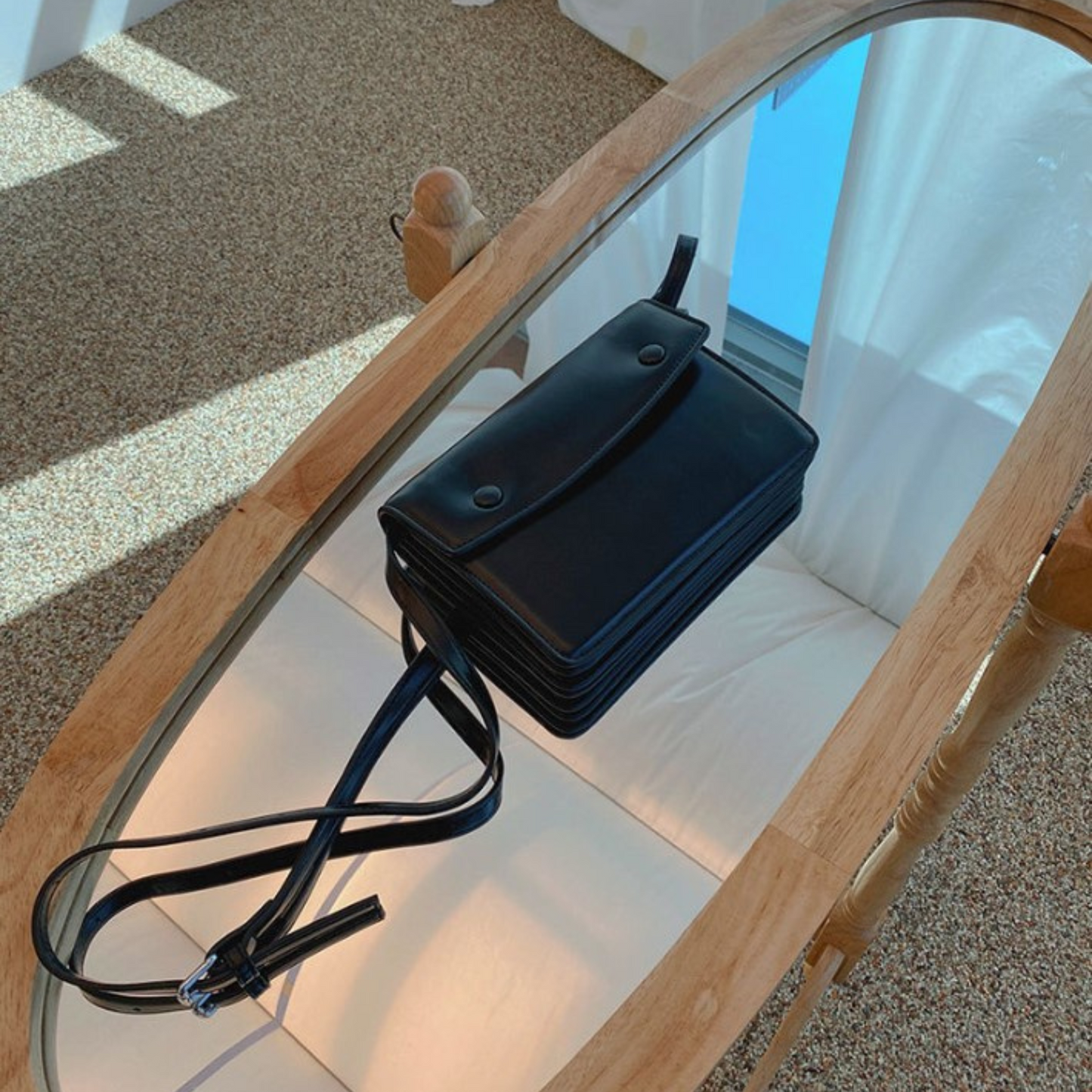 square shoulder leather bag EN199