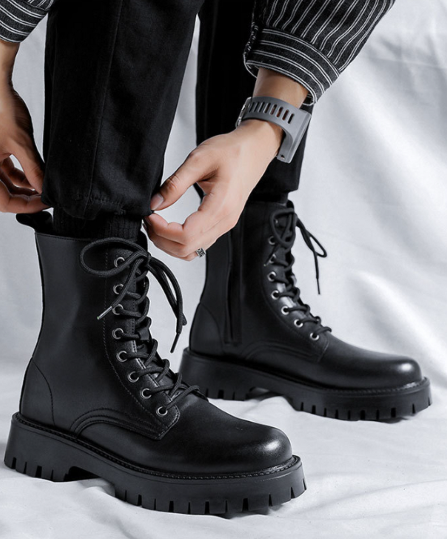 round toe side zip boots EN648