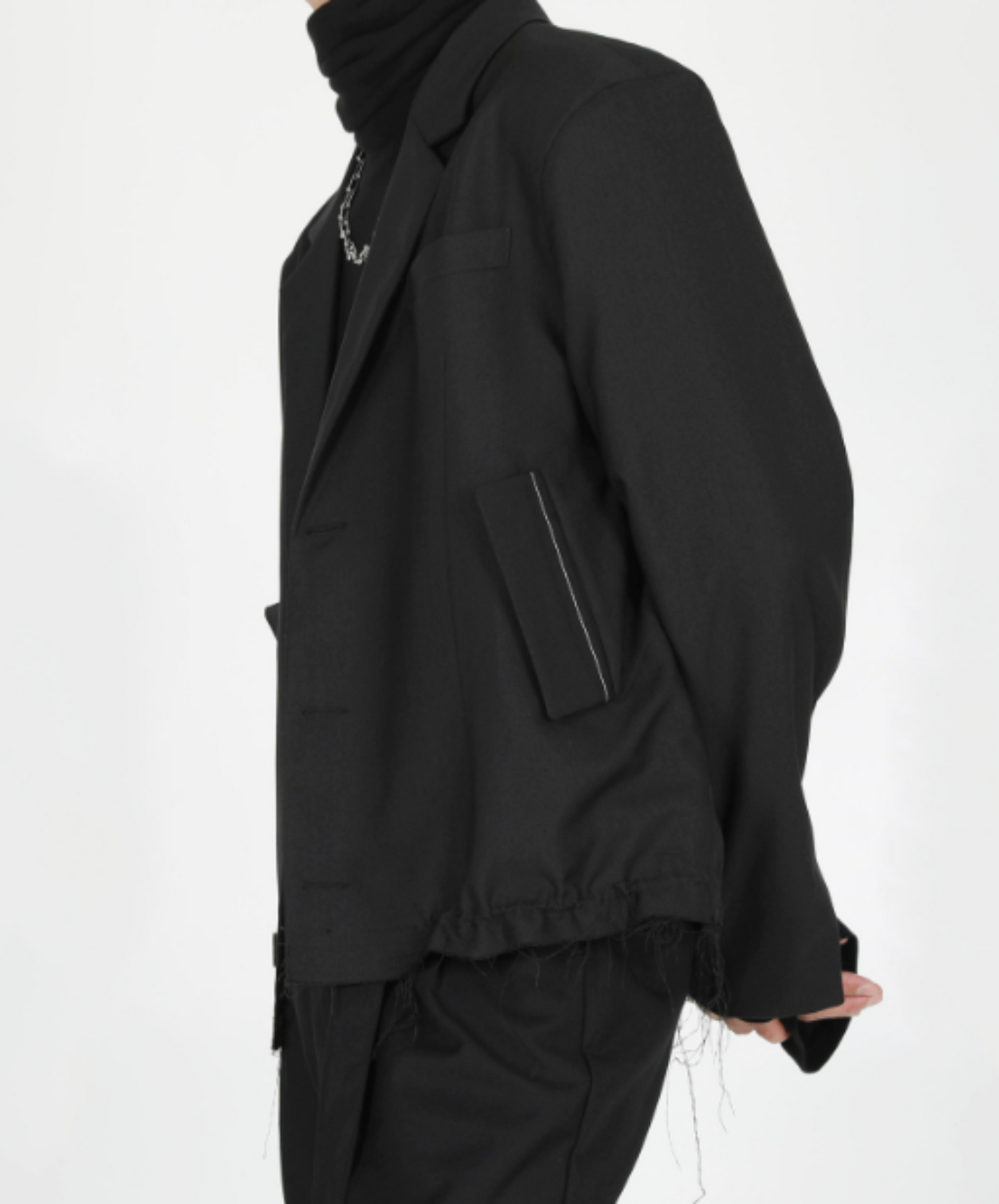 dark rough hem short jacket EN728