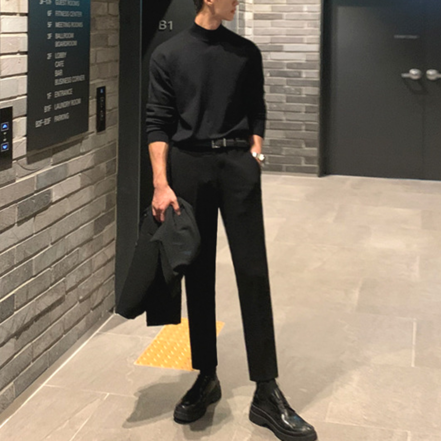 slim black slacks pants EN318