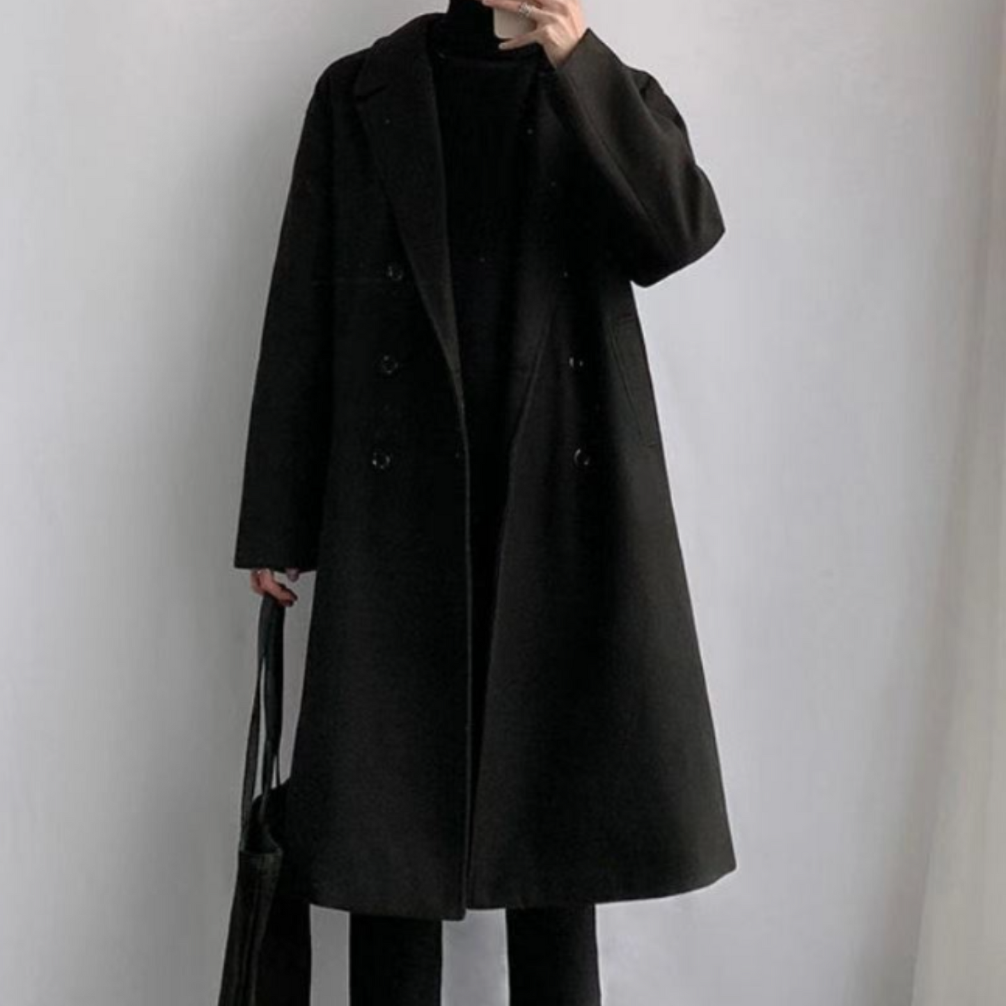 double breasted middle wool coat EN428