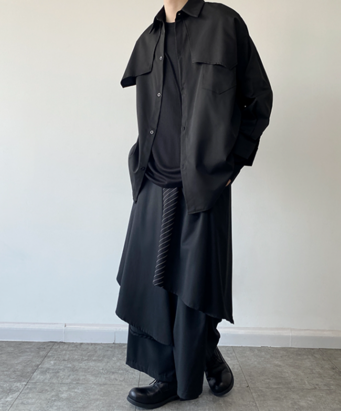 dark layered loose shirt EN766