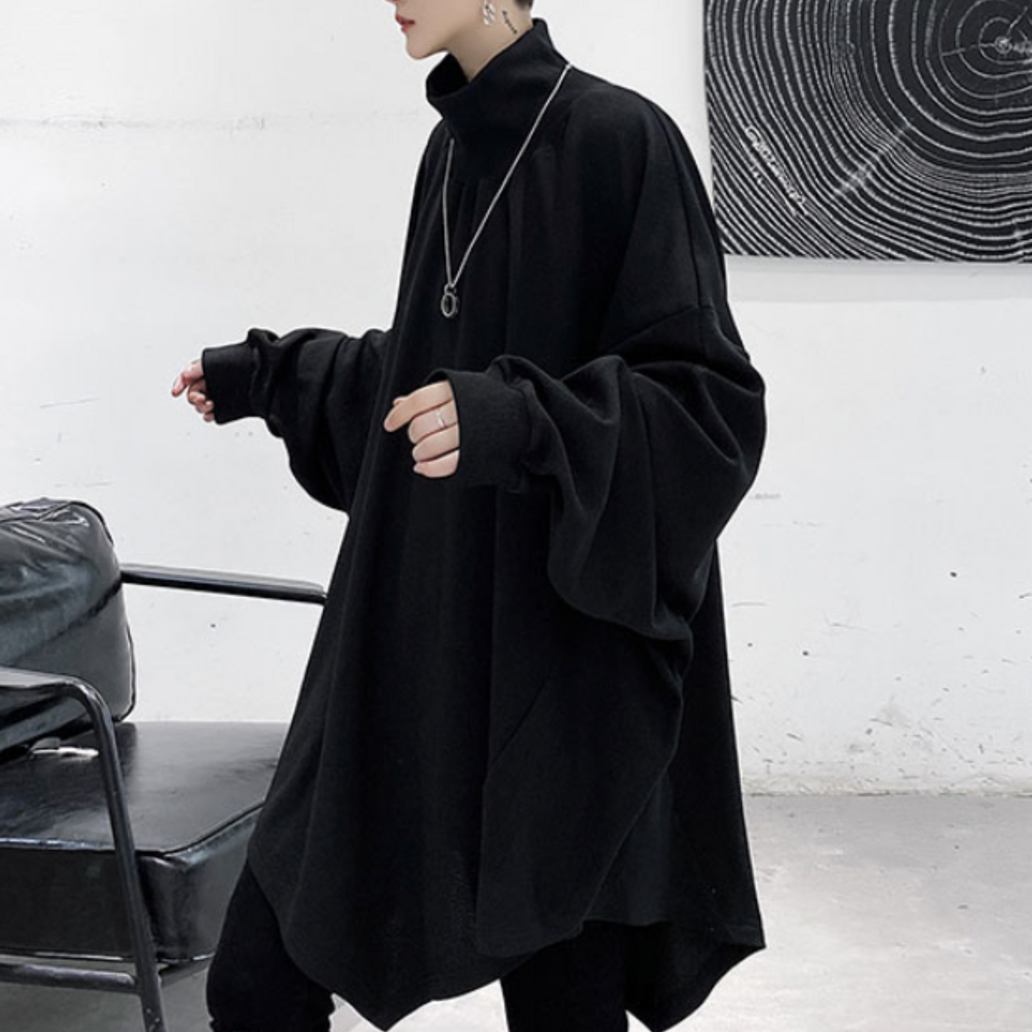 dark high neck cloak sweatshirts EN425