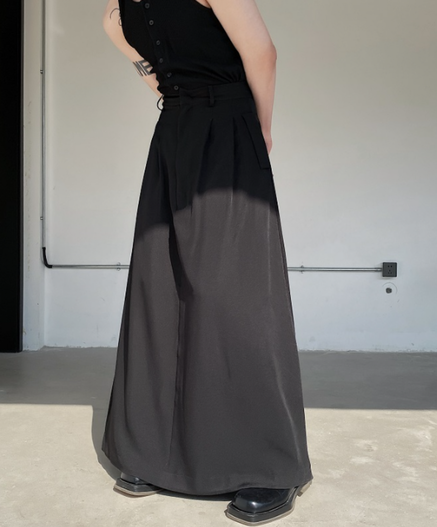 dark high waist long skirt EN779