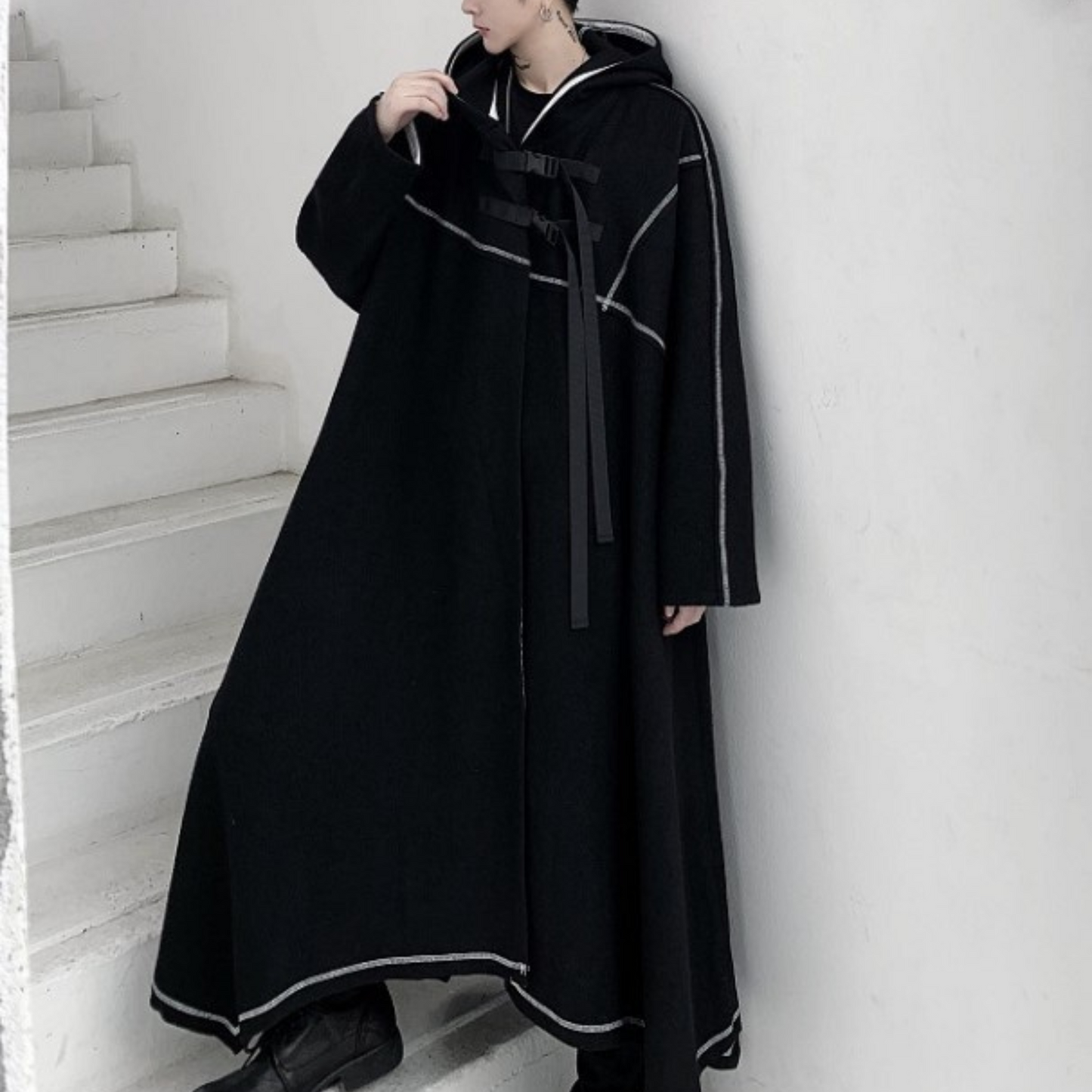 dark hooded coat EN217