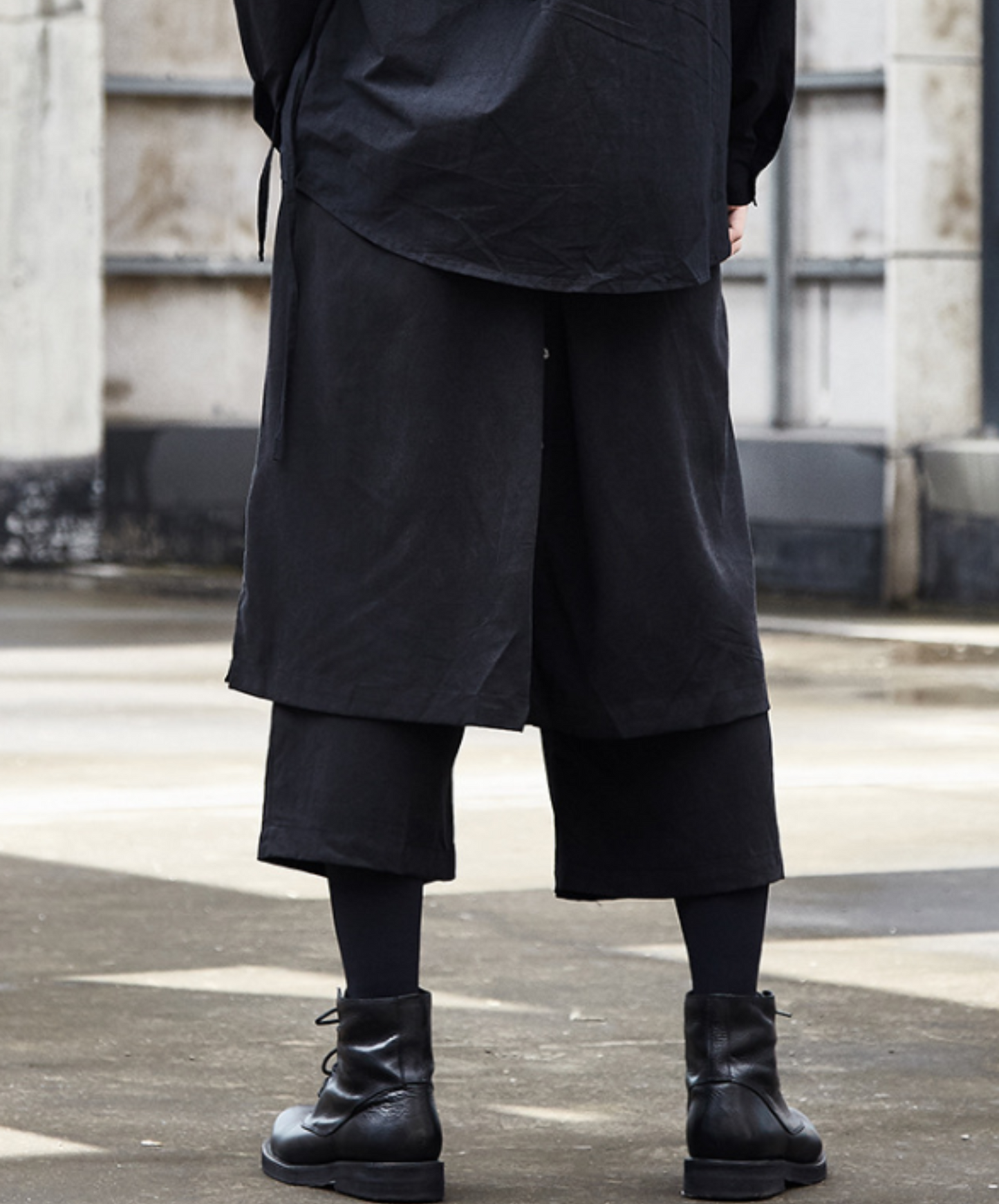 dark layered cropped wide pants EN537