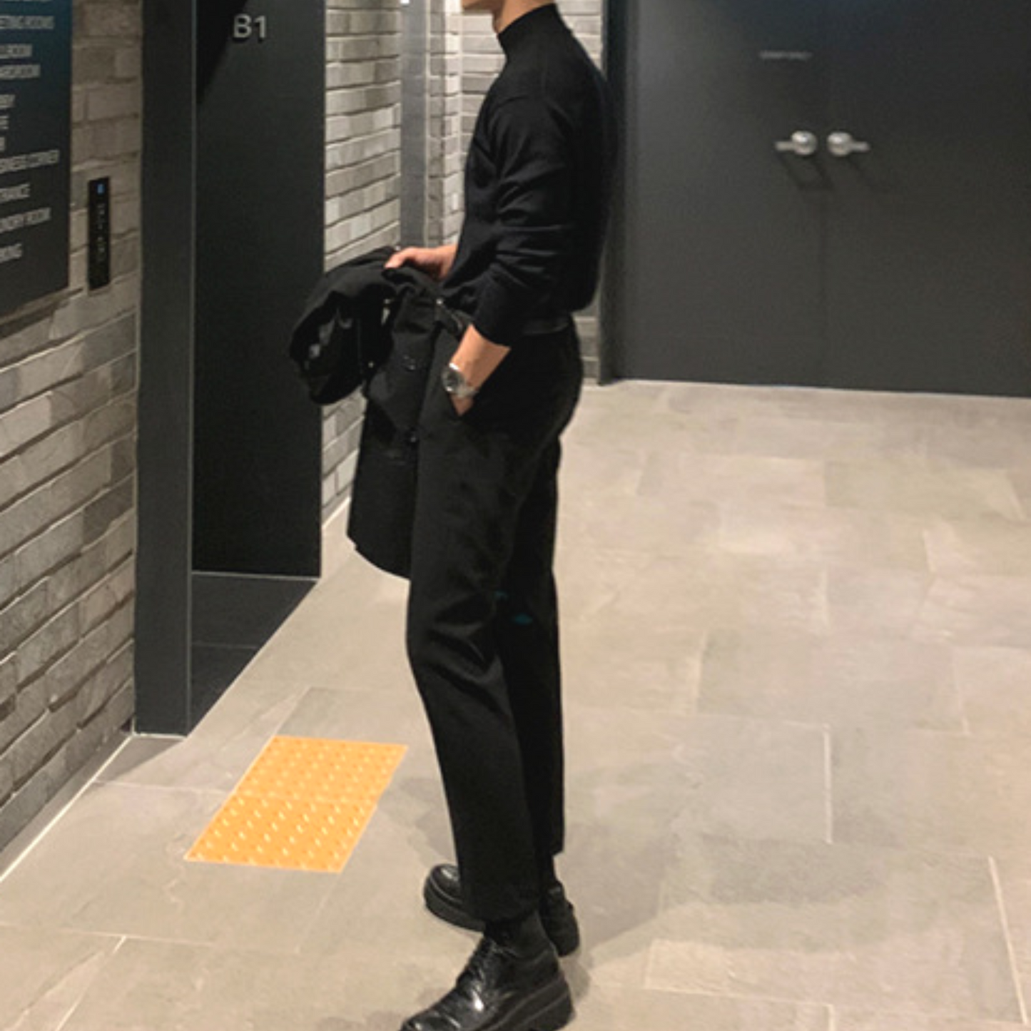 slim black slacks pants EN318