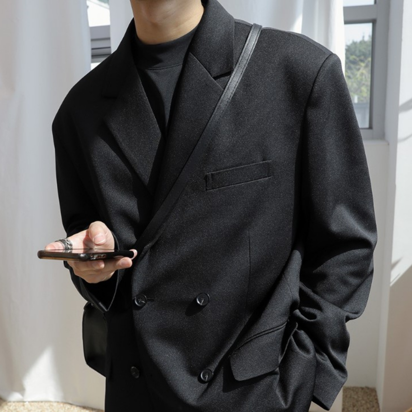 square shoulder leather bag EN200