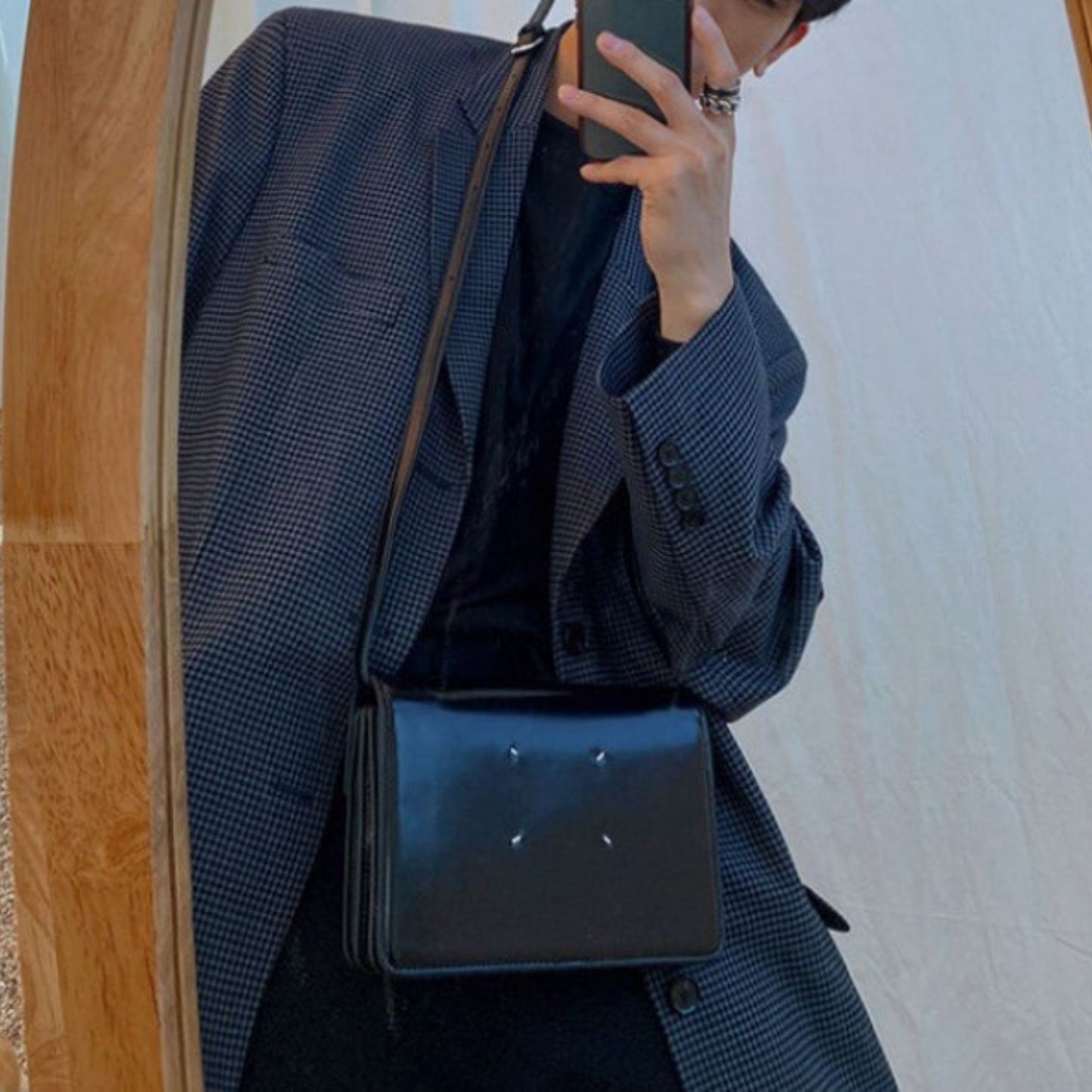 square shoulder leather bag EN199