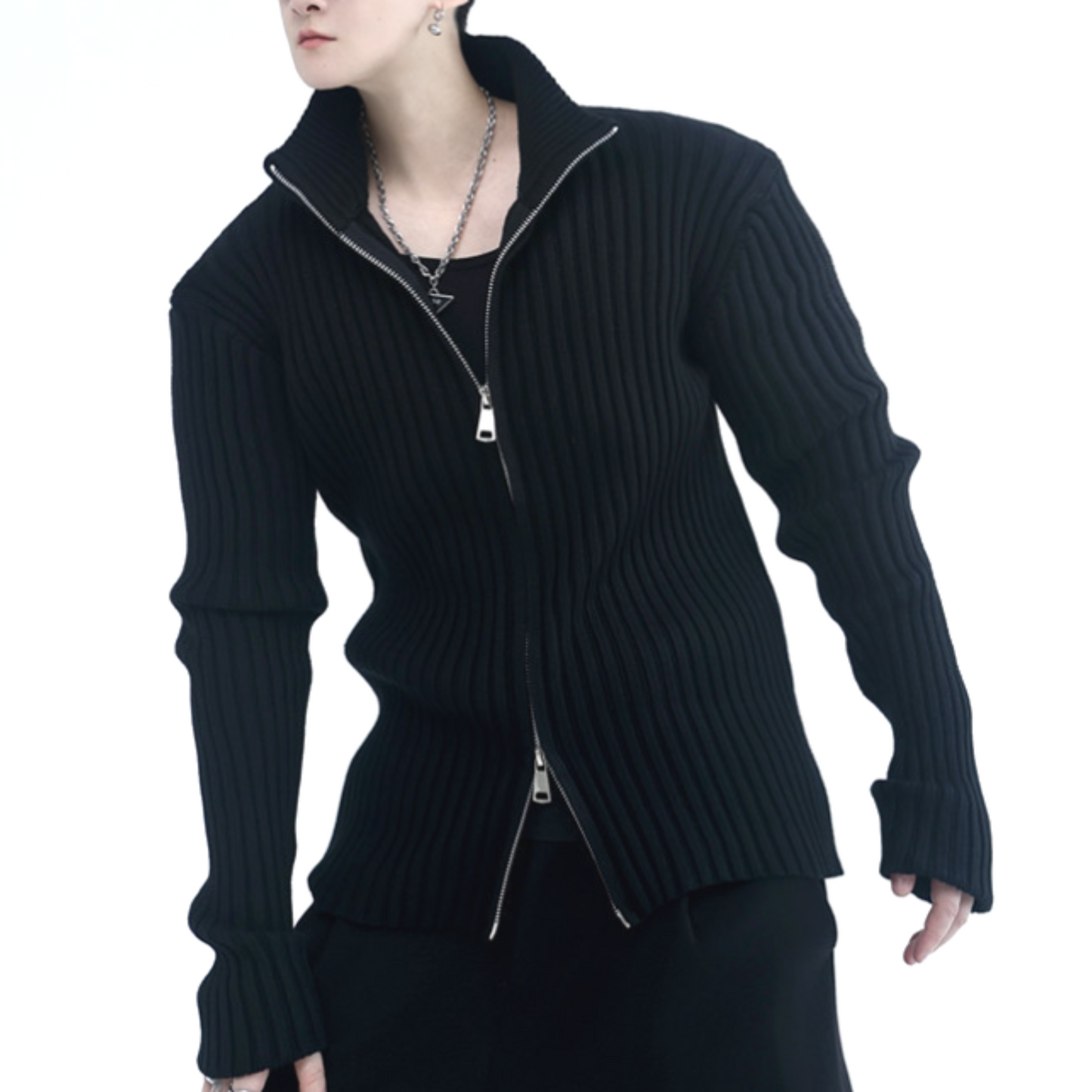 double zip turtleneck sweater EN293