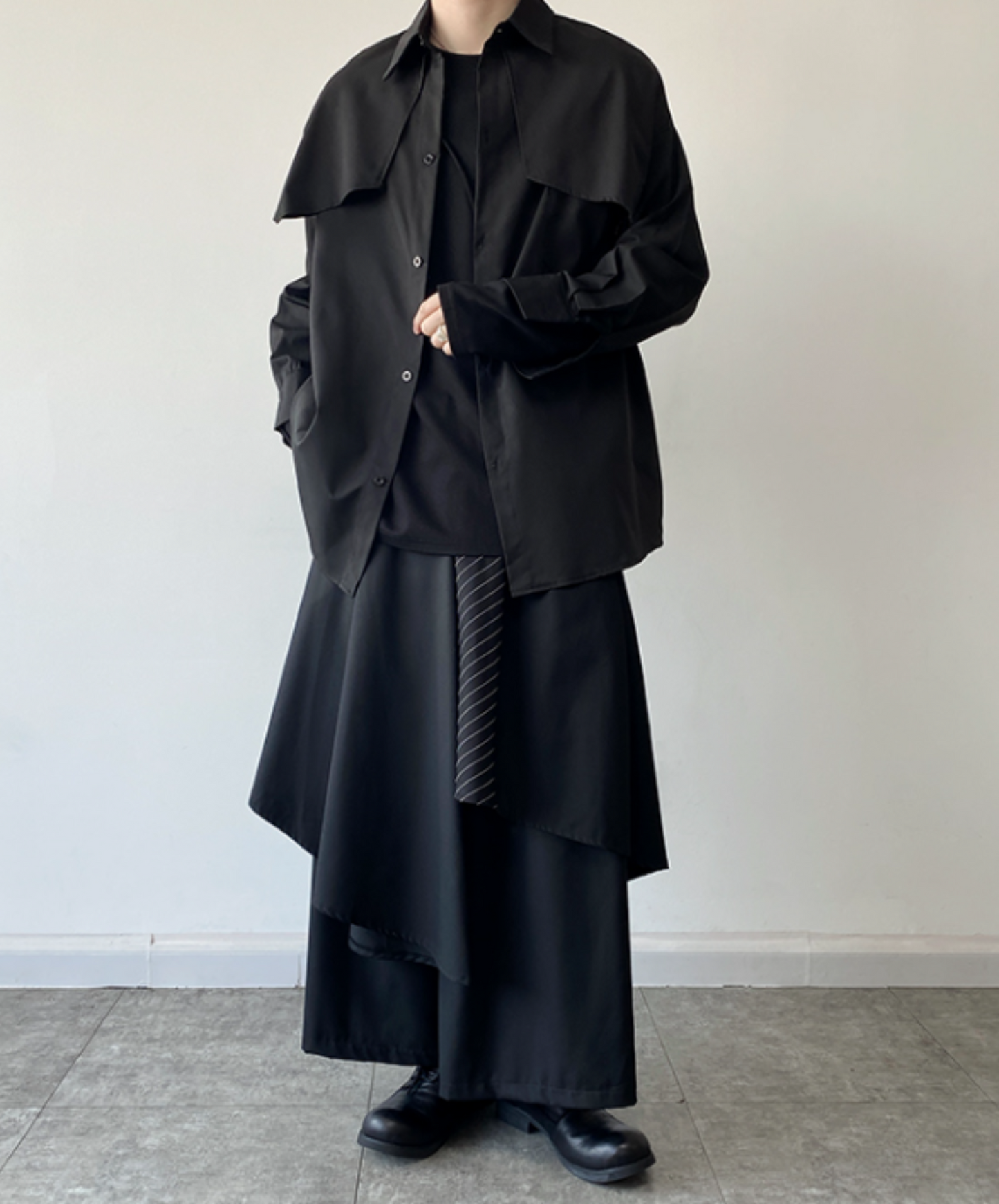 dark layered loose shirt EN766