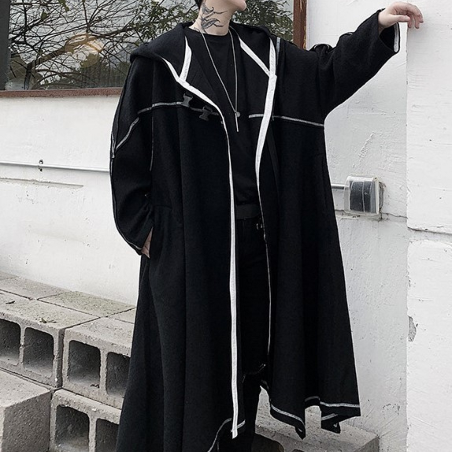 dark hooded coat EN217