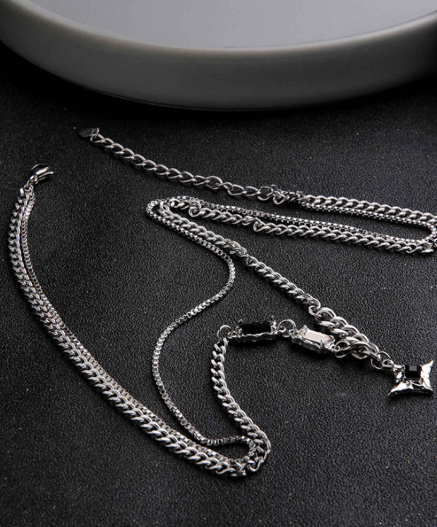 black star double layer necklace EN544