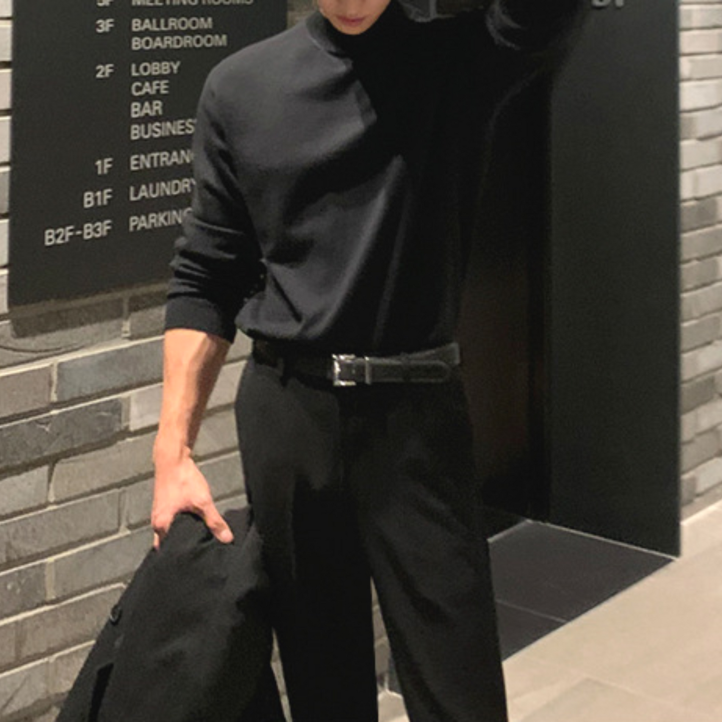 slim black slacks pants EN318