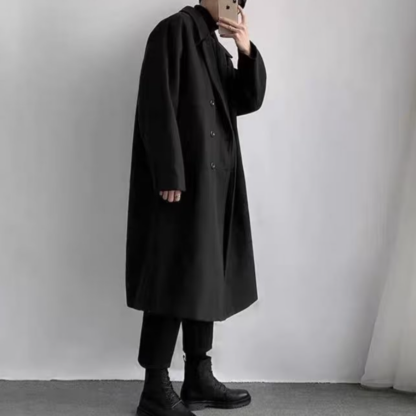 double breasted middle wool coat EN428