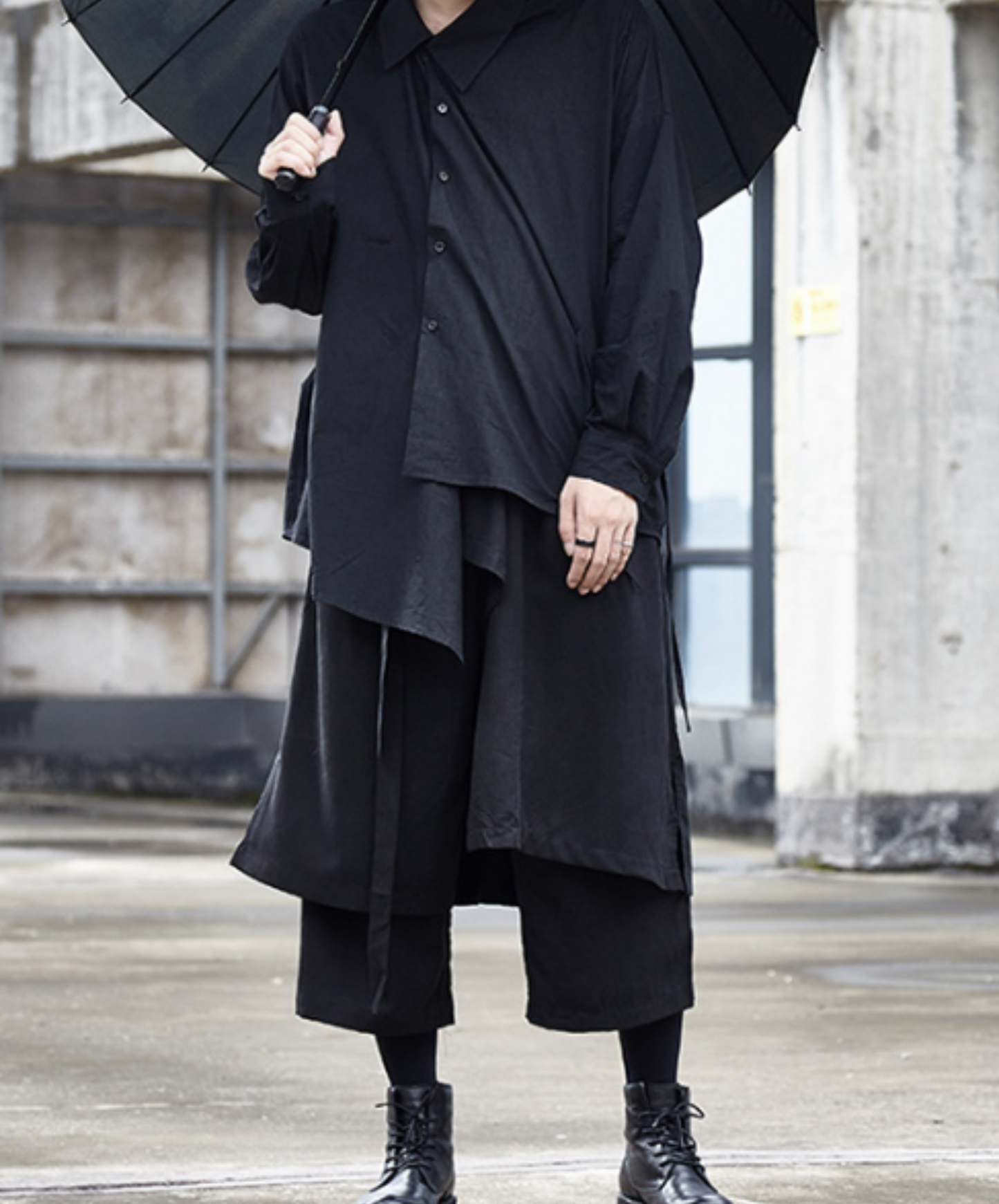 dark layered cropped wide pants EN537