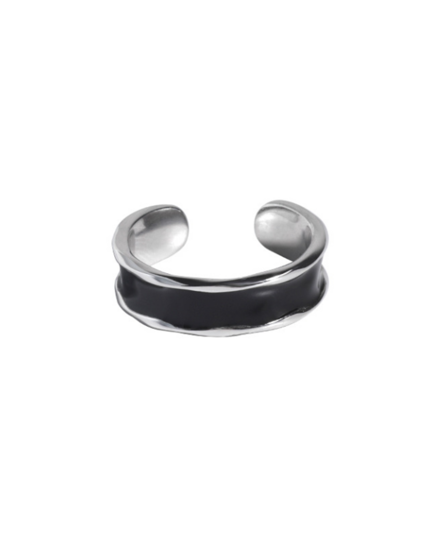 black and silver ring EN546