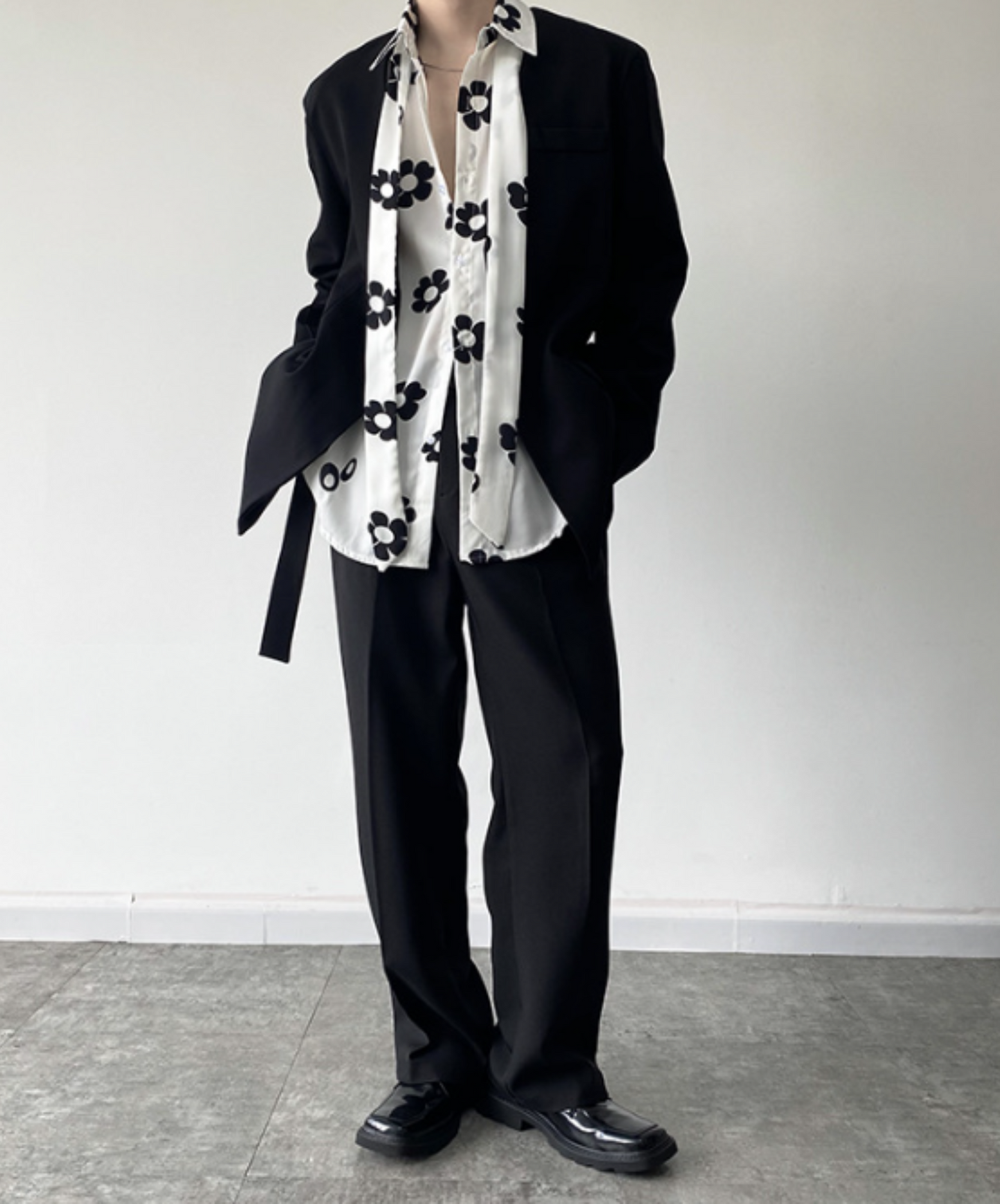 collarless belt jacket EN590