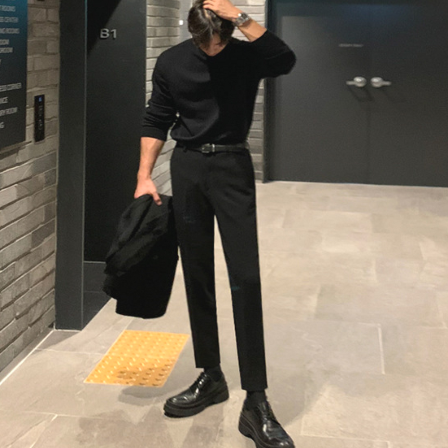 slim black slacks pants EN318