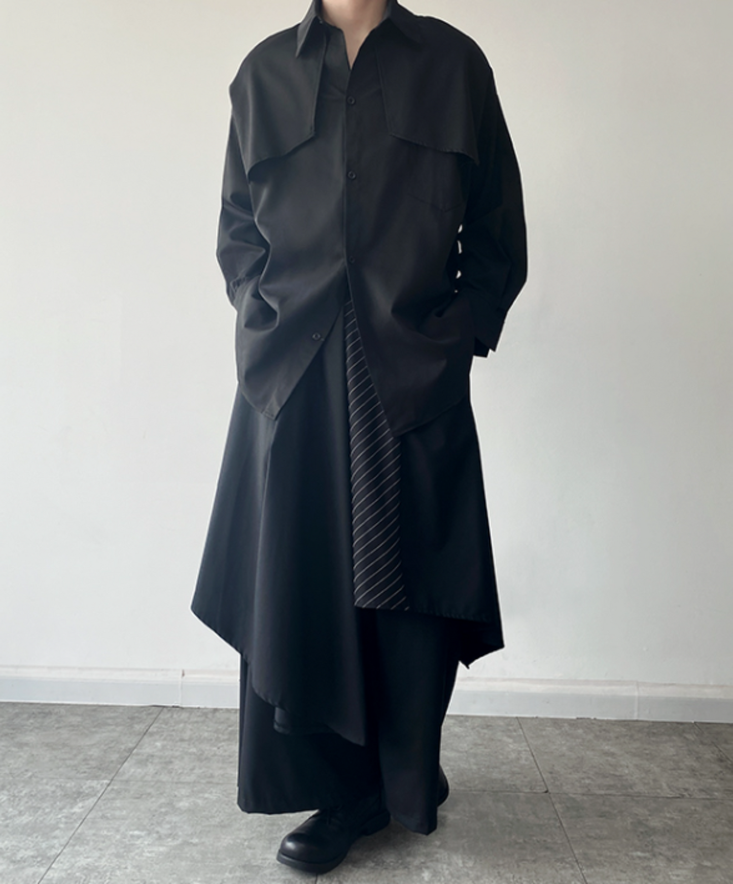 dark layered loose shirt EN766