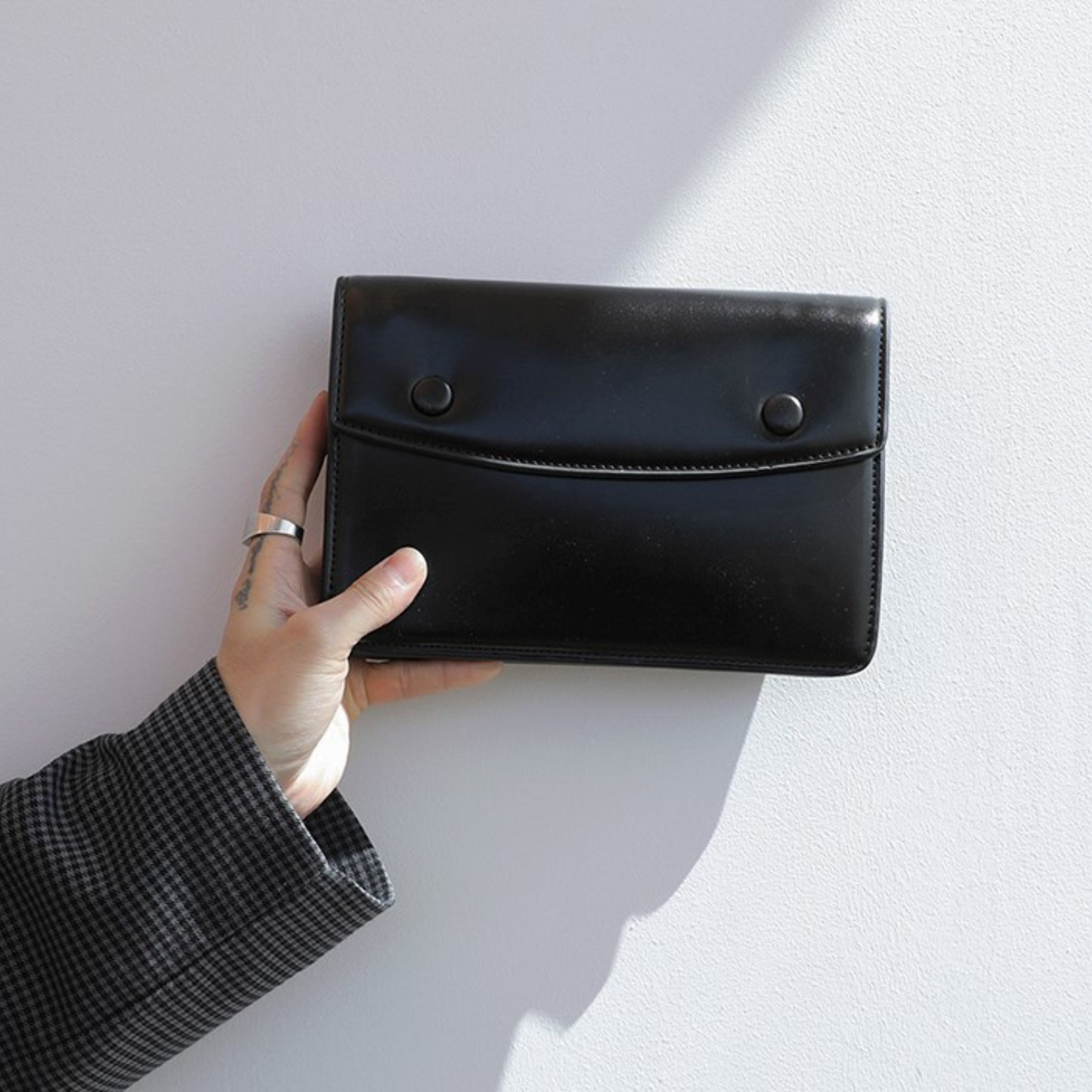 square shoulder leather bag EN199