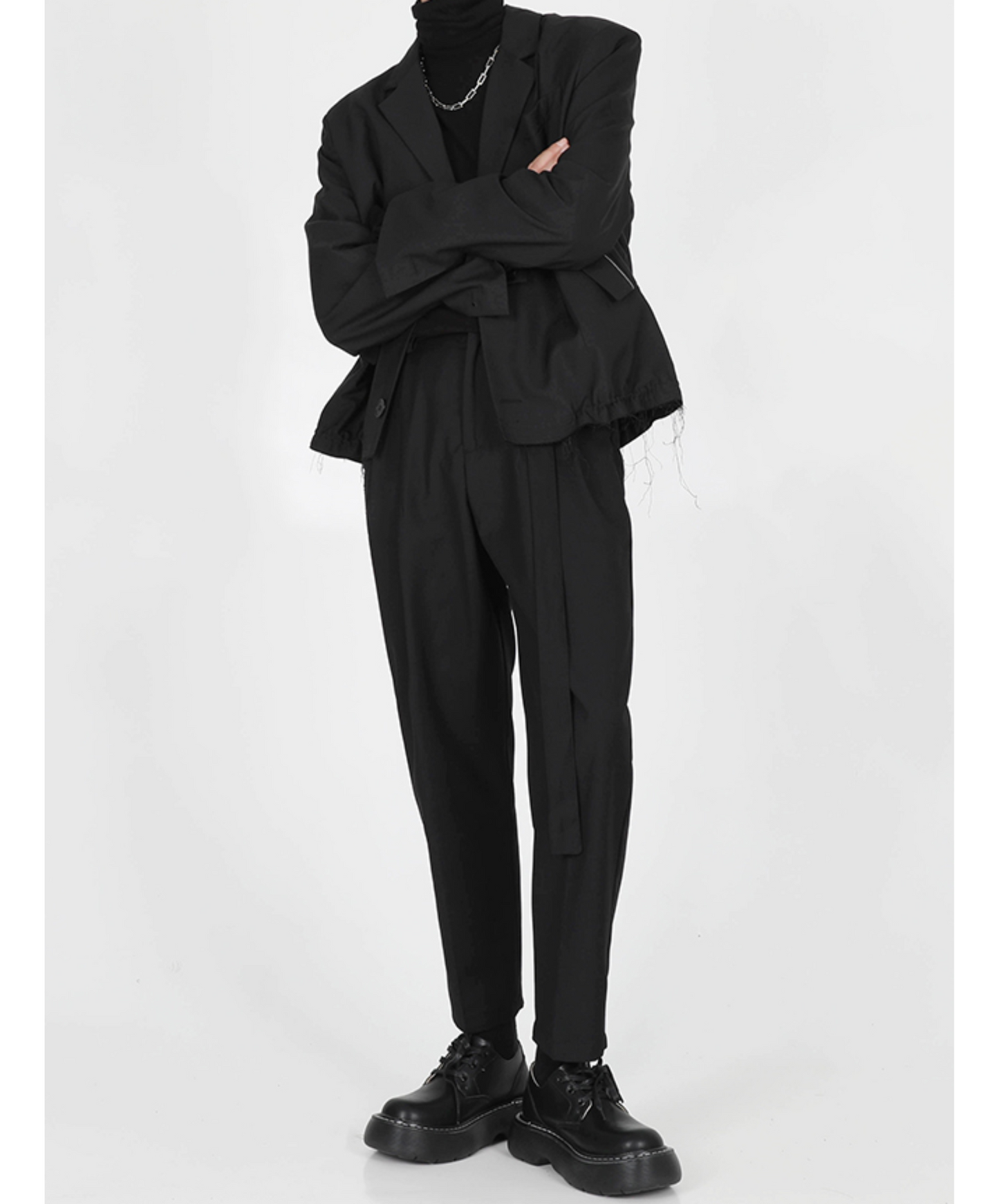 dark rough hem short jacket EN728