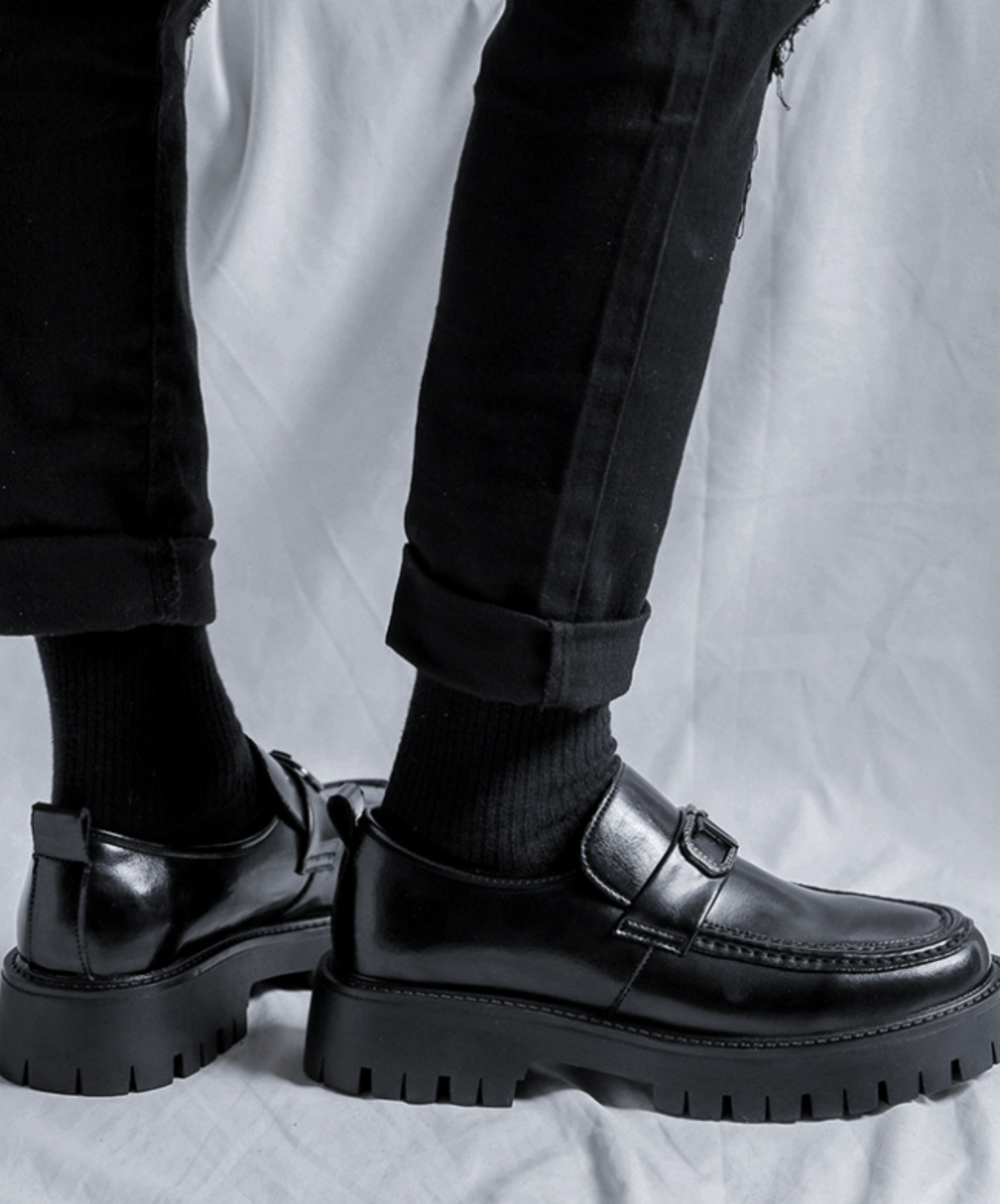 metal buckle embellished leather shoes EN688